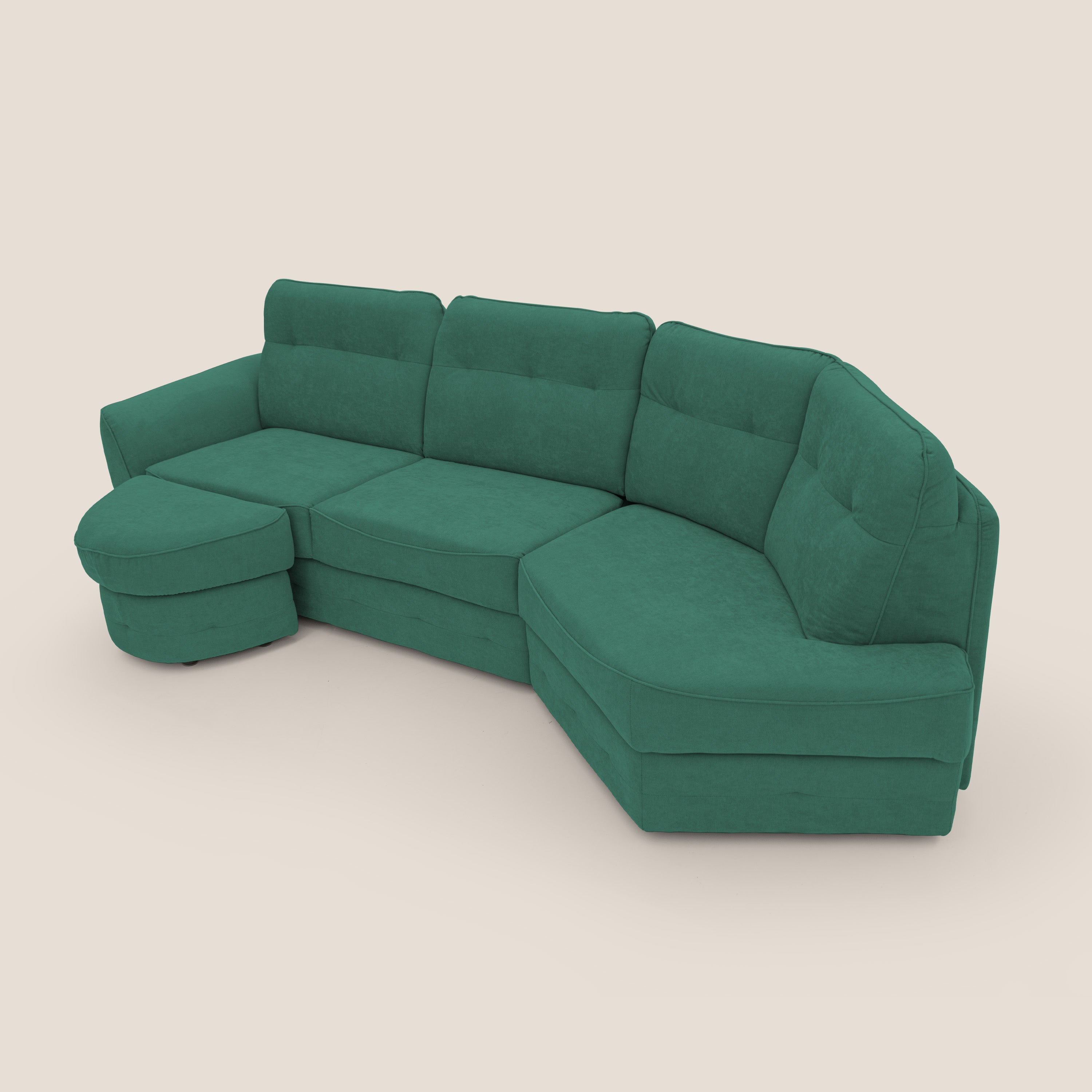 Zeus divano letto angolare con materasso H18 cm pouf mobile in tessuto impermeabile T02 - divani.store