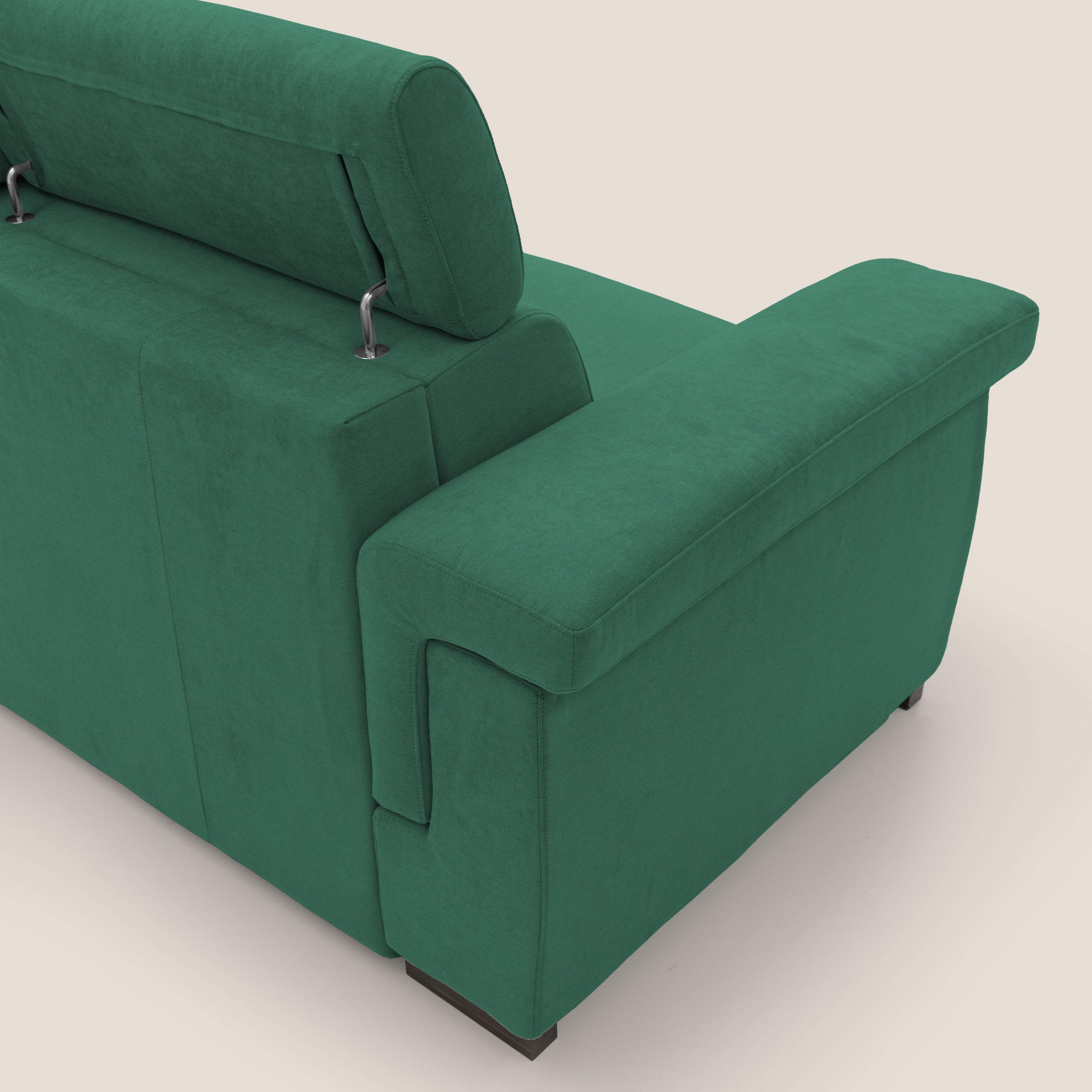 Bjorn divano letto sfoderabile con materasso H18 cm e poggiatesta reclinabili in tessuto impermeabile T02 verde - divani.store