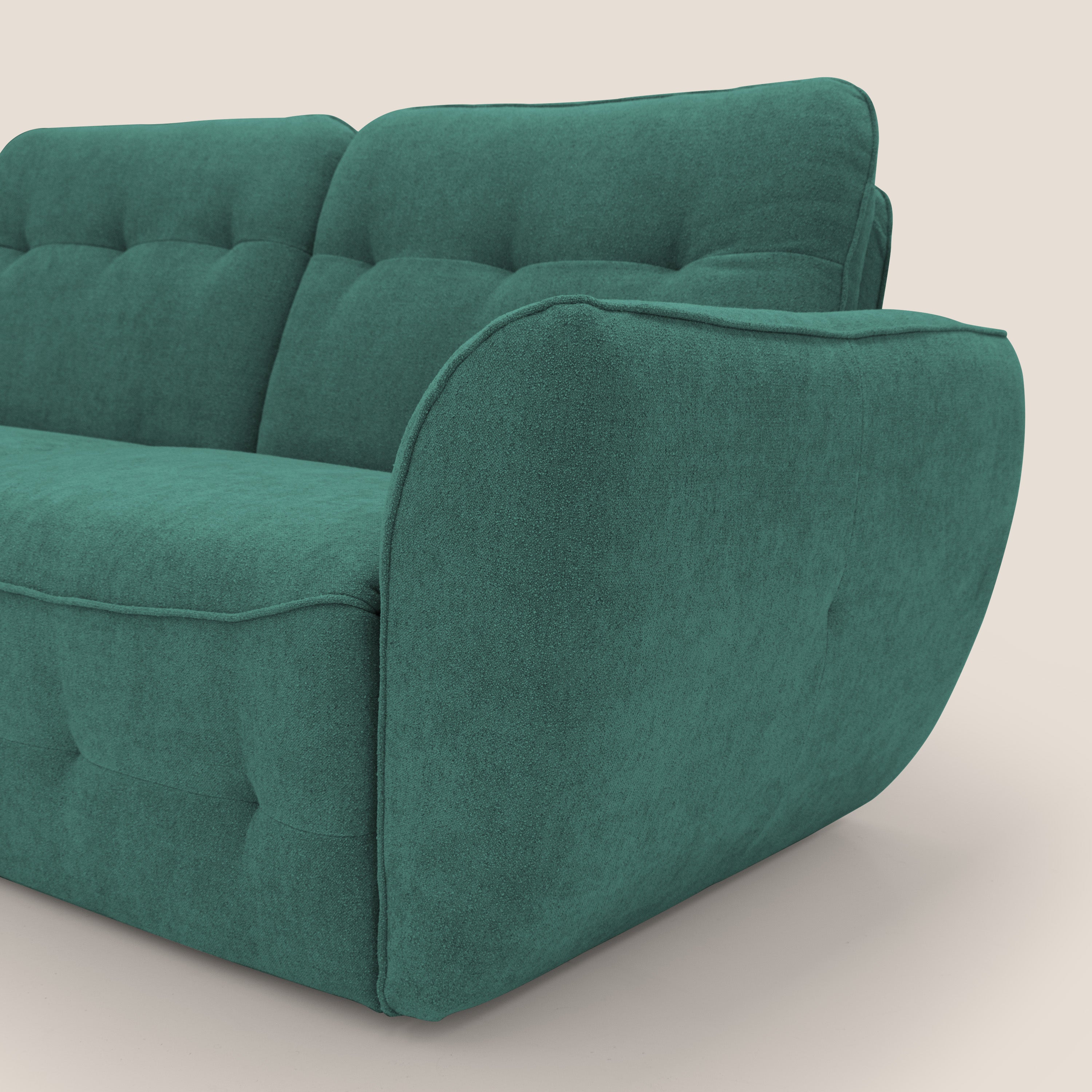 Cerbero divano 2 e 3 posti in morbido bouclé impermeabile T07 verde - divani.store