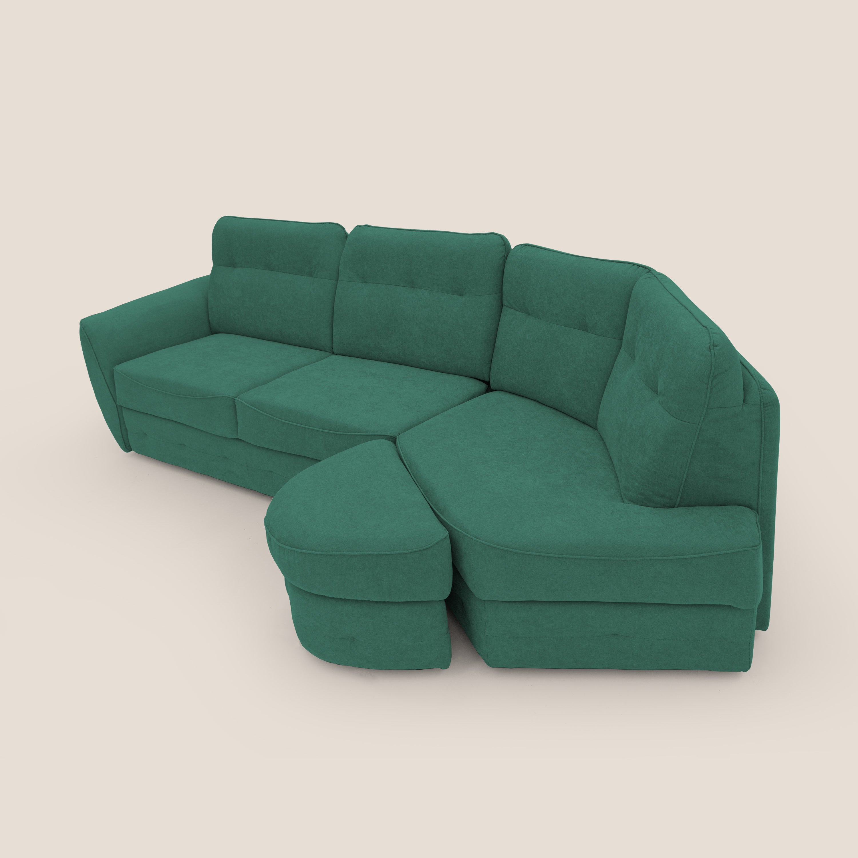 Zeus divano letto angolare con materasso H18 cm pouf mobile in tessuto impermeabile T02 - divani.store