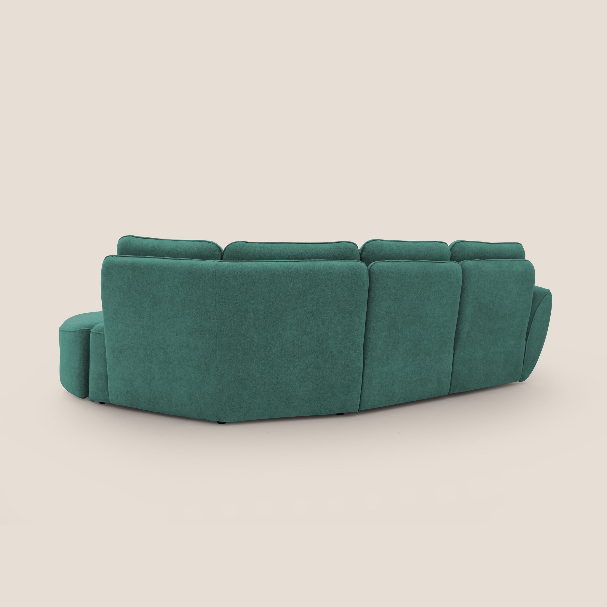 Cerbero divano angolare con pouf mobile in morbido bouclé impermeabile T07