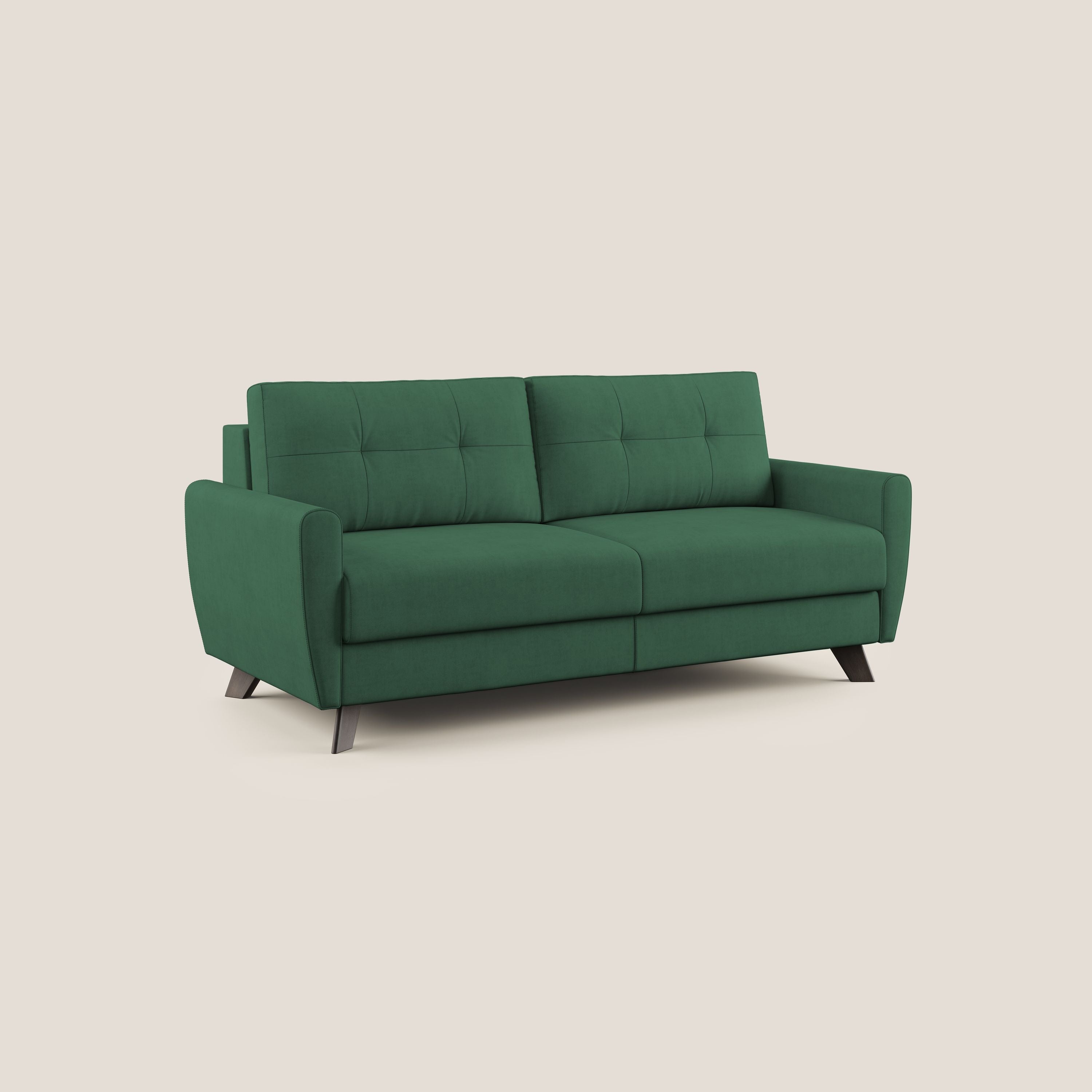 Callisto Divano letto matrimoniale in tessuto morbido impermeabile T02 verde - divani.store