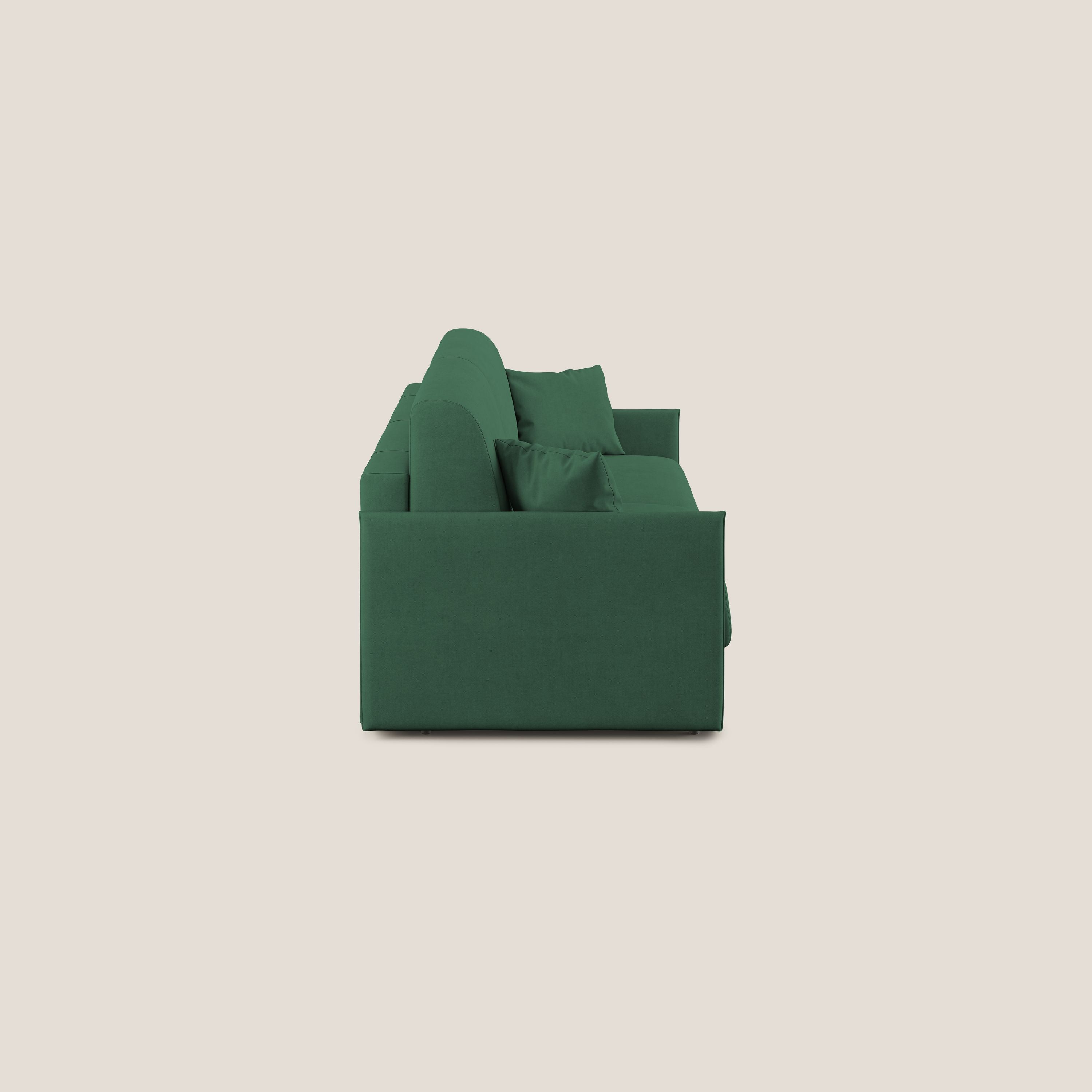 Evans Divano letto in morbido tessuto impermeabile T02 verde - divani.store