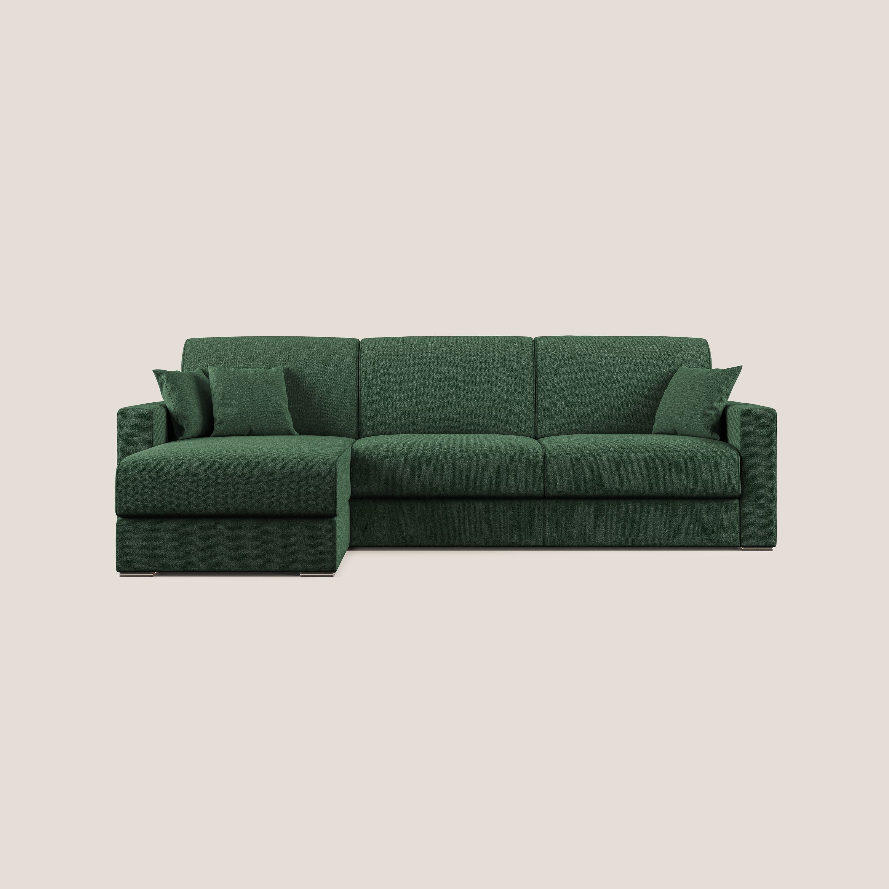 Best Divano letto angolare con penisola in tessuto smacchiabile QuickClean T08 verde - divani.store
