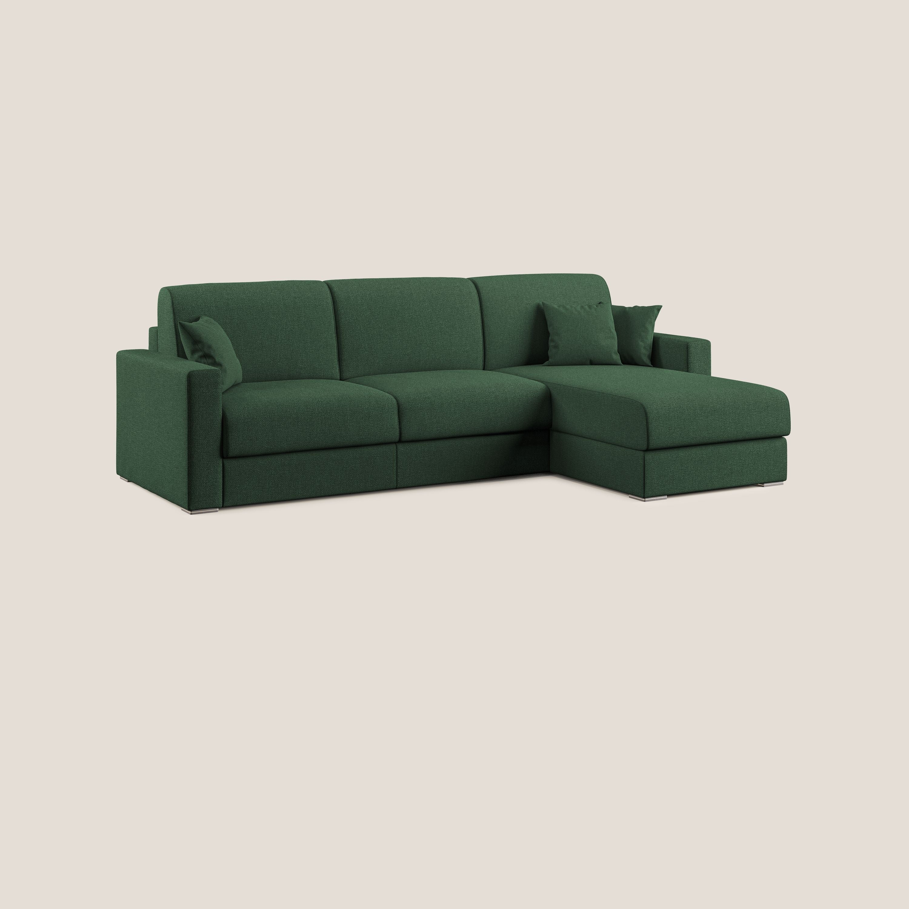 Best Divano letto angolare con penisola in tessuto smacchiabile QuickClean T08 verde - divani.store