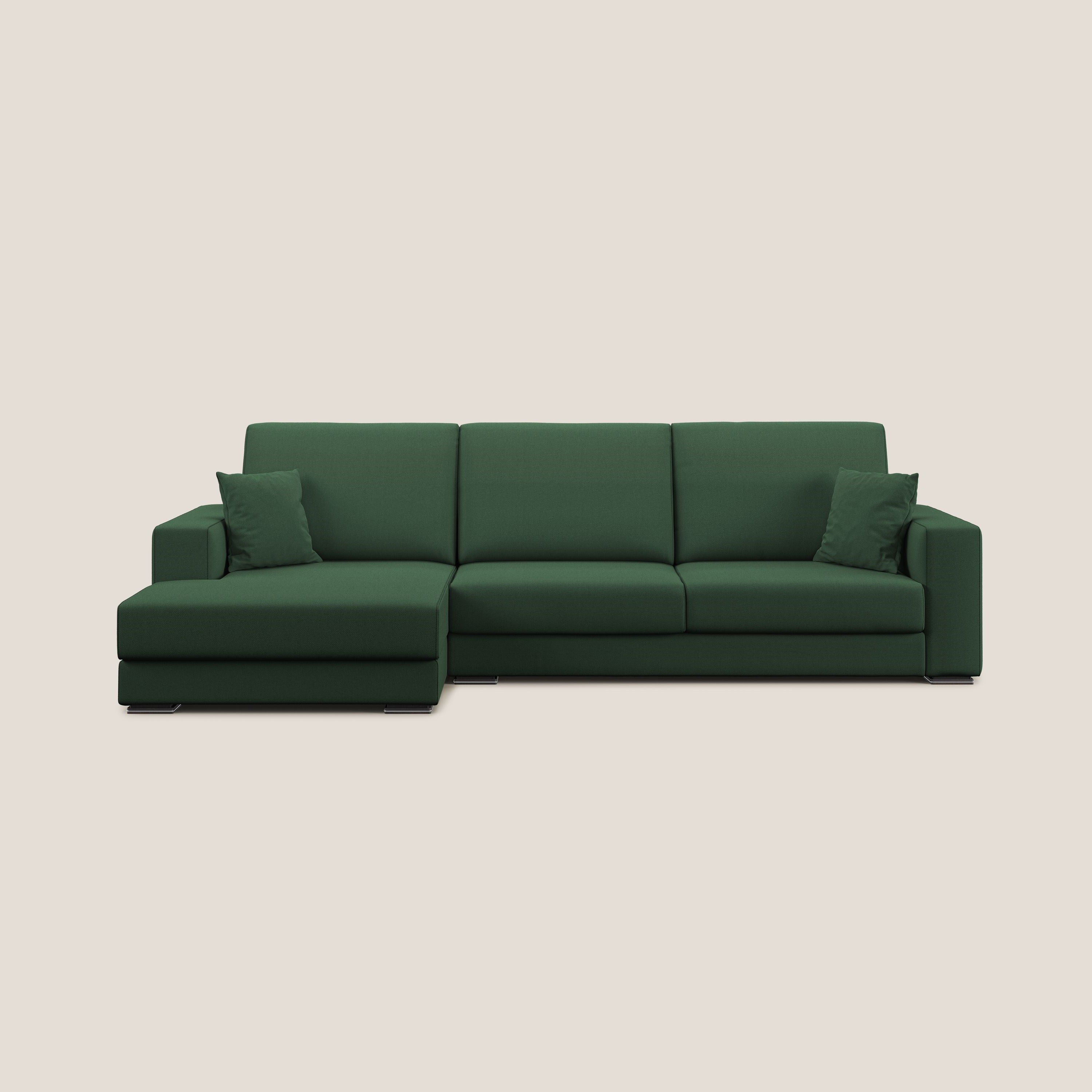 Marte divano angolare in tessuto smacchiabile impermeabile T08 verde - divani.store