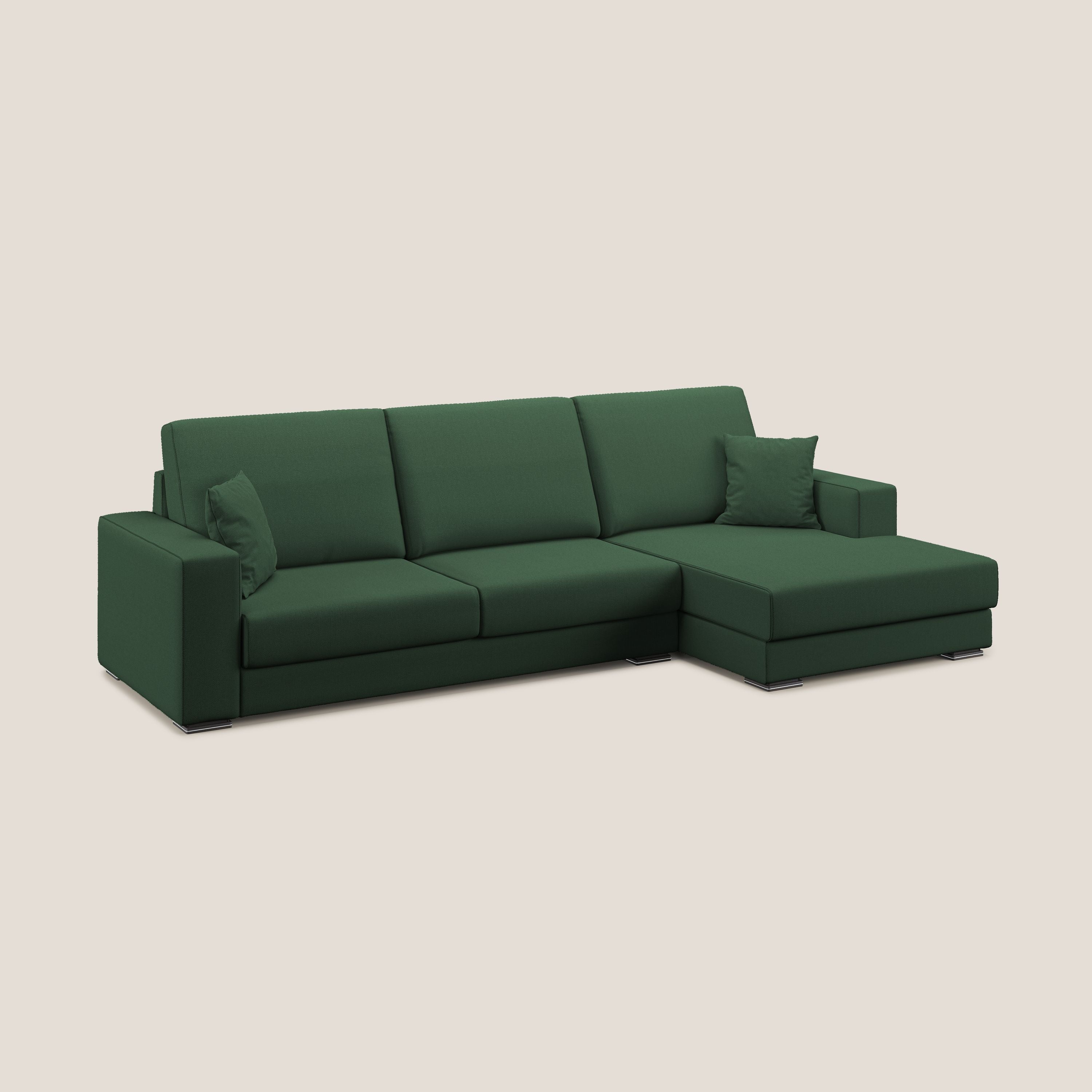 Marte divano angolare in tessuto smacchiabile impermeabile T08 verde - divani.store