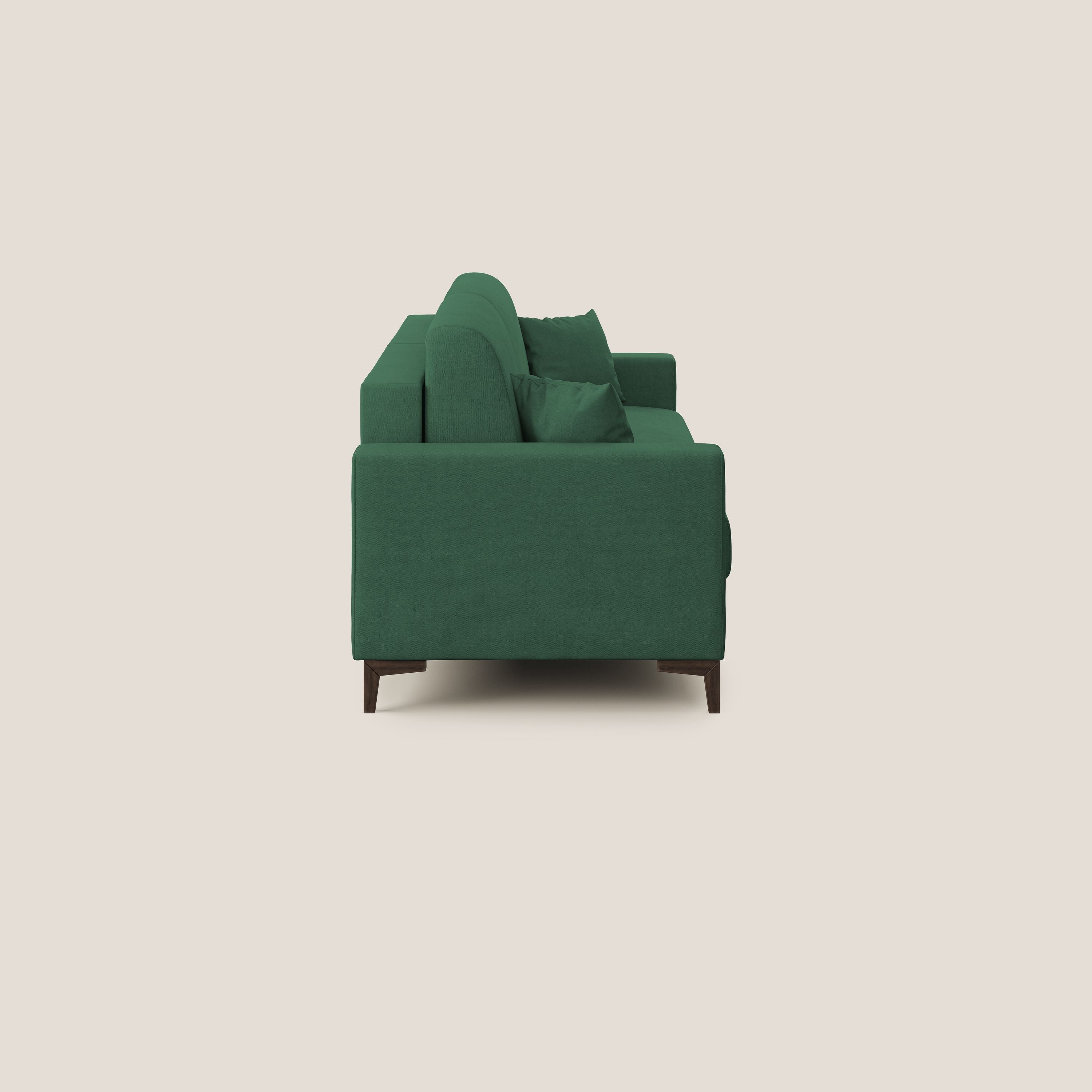 Kafka divano letto matrimoniale in morbido tessuto impermeabile T02 verde - divani.store
