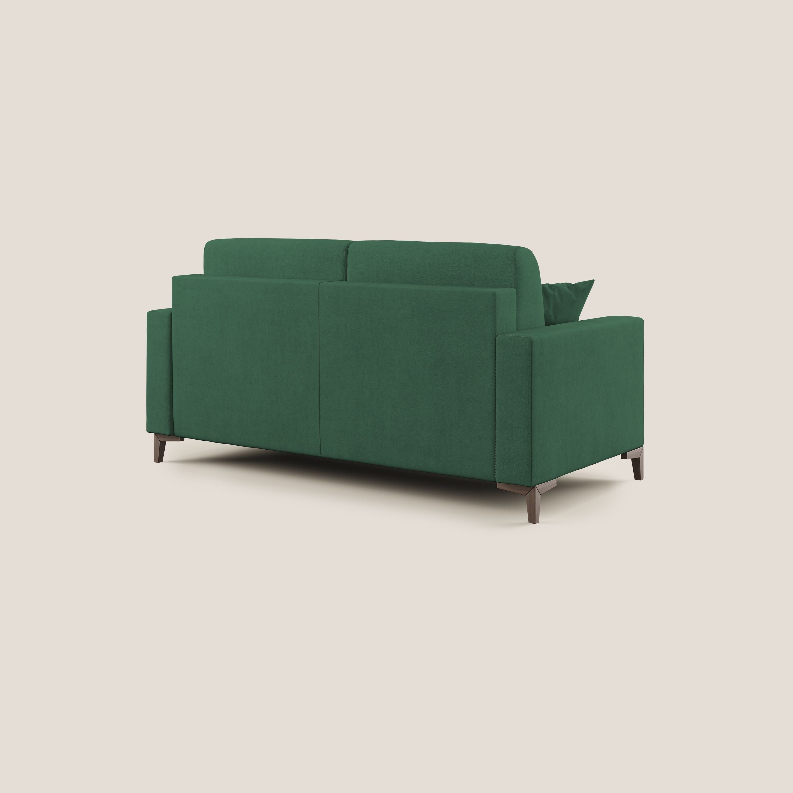 Kafka divano letto matrimoniale in morbido tessuto impermeabile T02 verde - divani.store