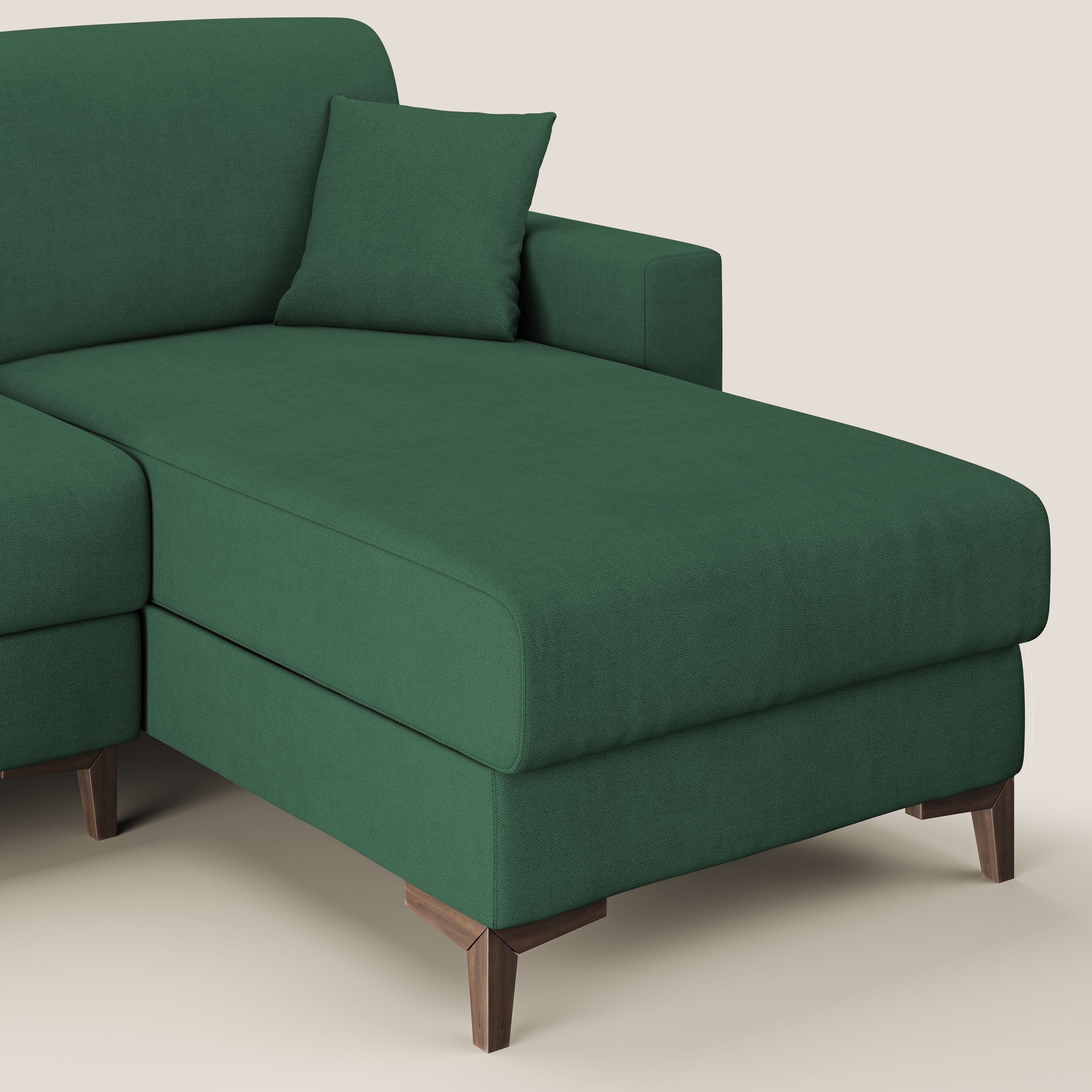 Kafka divano letto angolare in morbido tessuto impermeabile T02 verde - divani.store