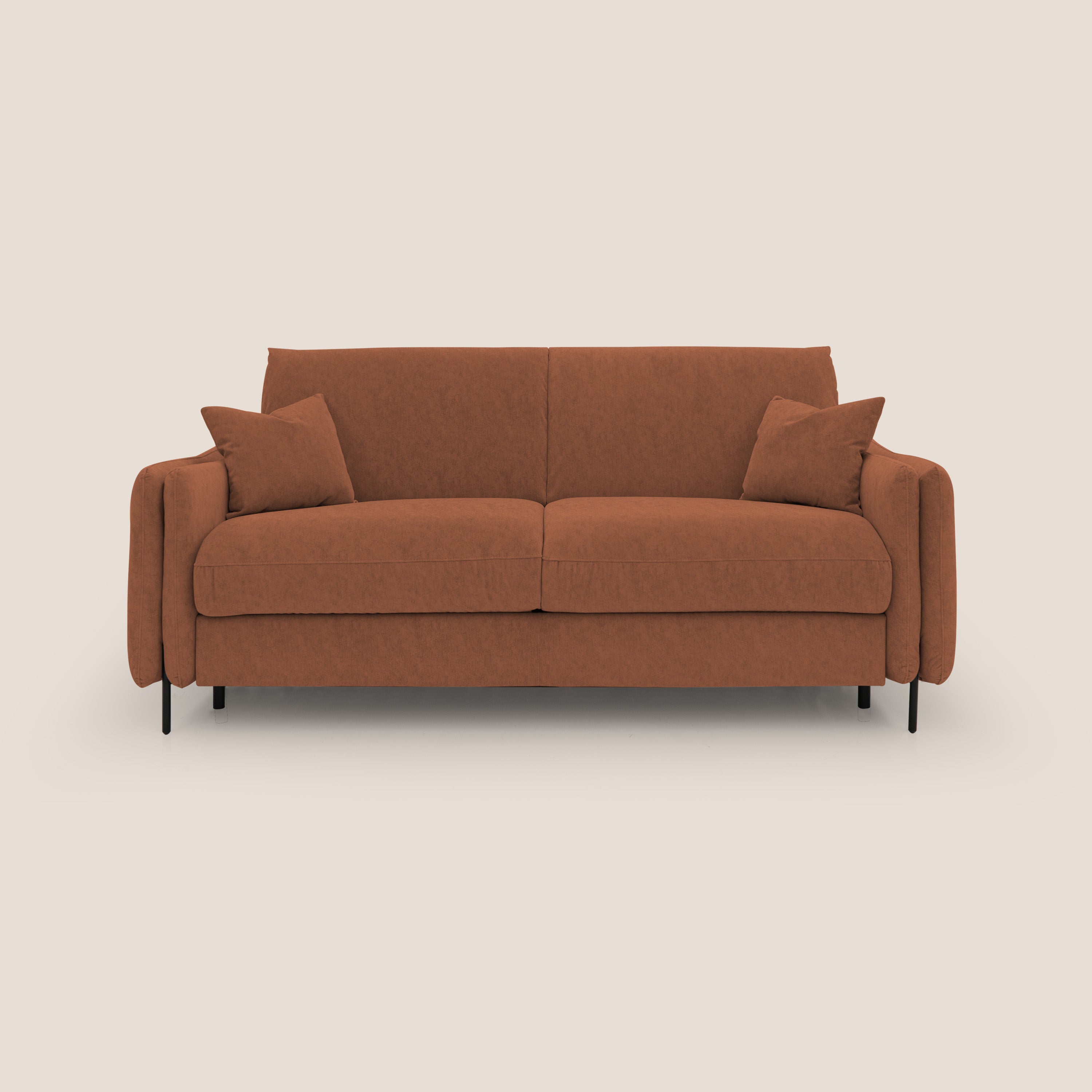 Gregory Divano letto con materasso h18 cm in microfibra effetto velluto impermeabile T09 ruggine - divani.store