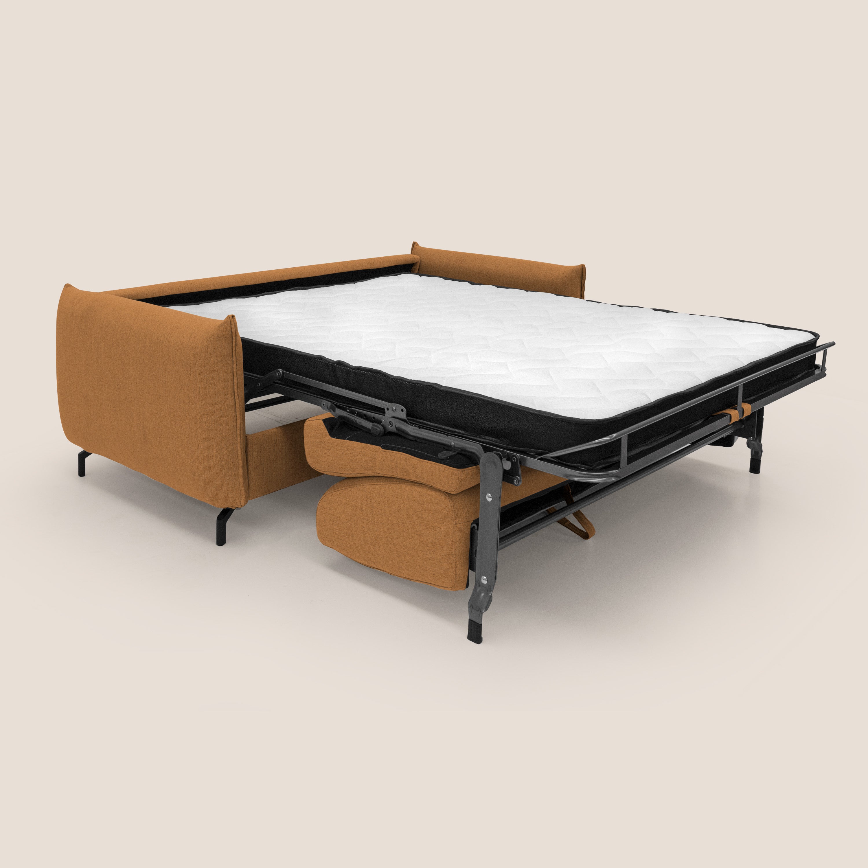 Scarlet divano letto in tessuto misto cotone impermeabile T19 arancio - divani.store