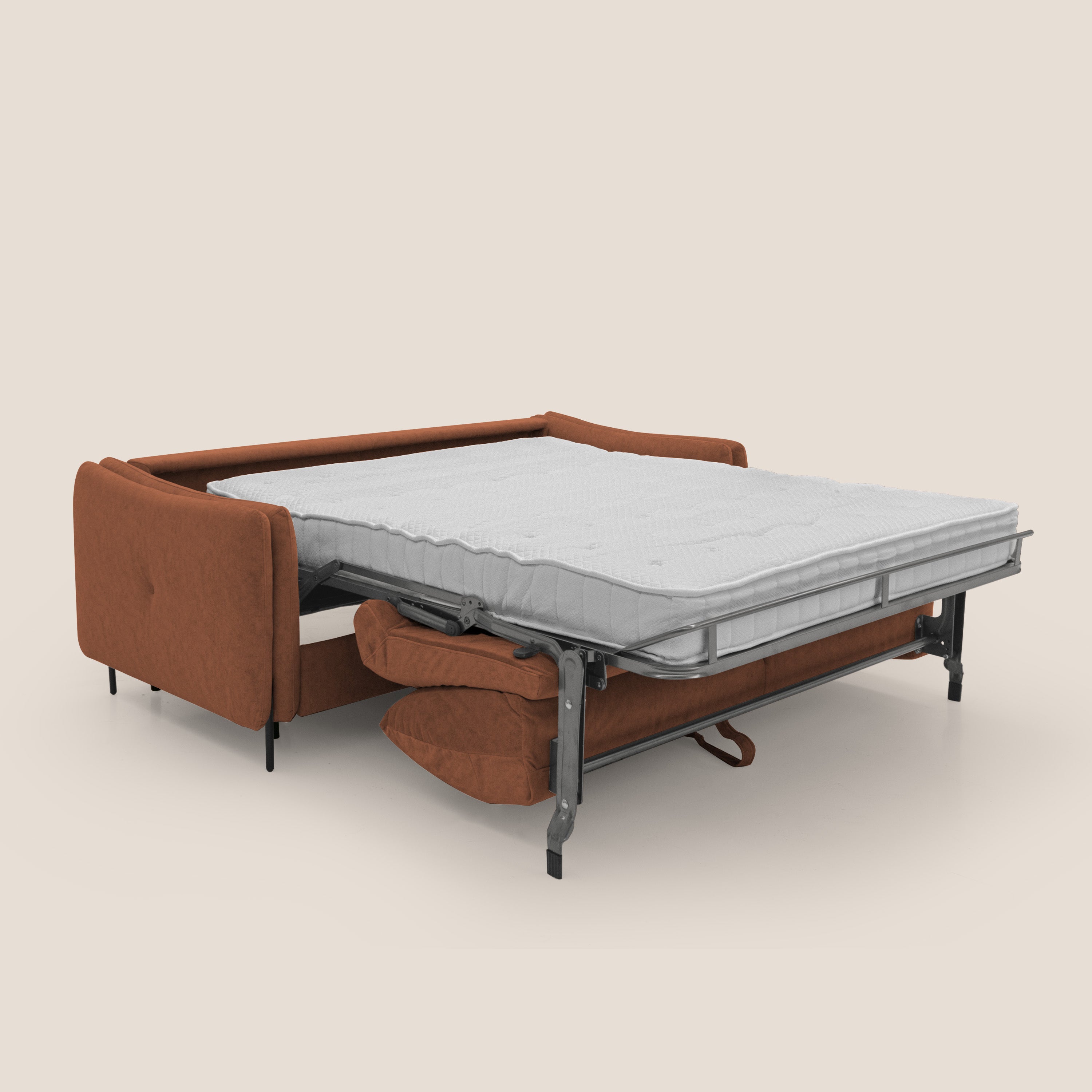 Gregory Divano letto con materasso h18 cm in microfibra effetto velluto impermeabile T09 ruggine - divani.store