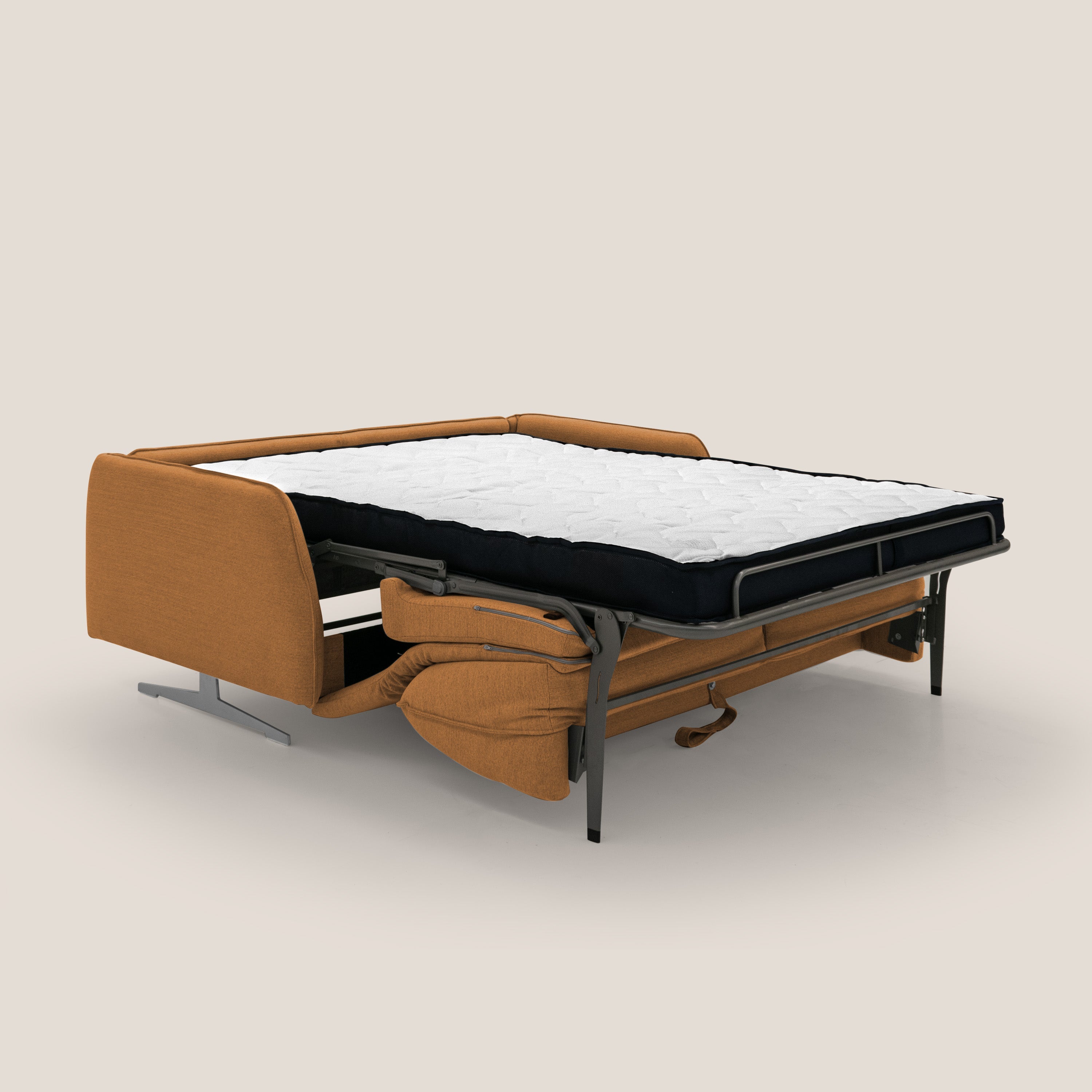 Texas Divano letto matrimoniale moderno in tessuto impermeabile T19 arancio - divani.store