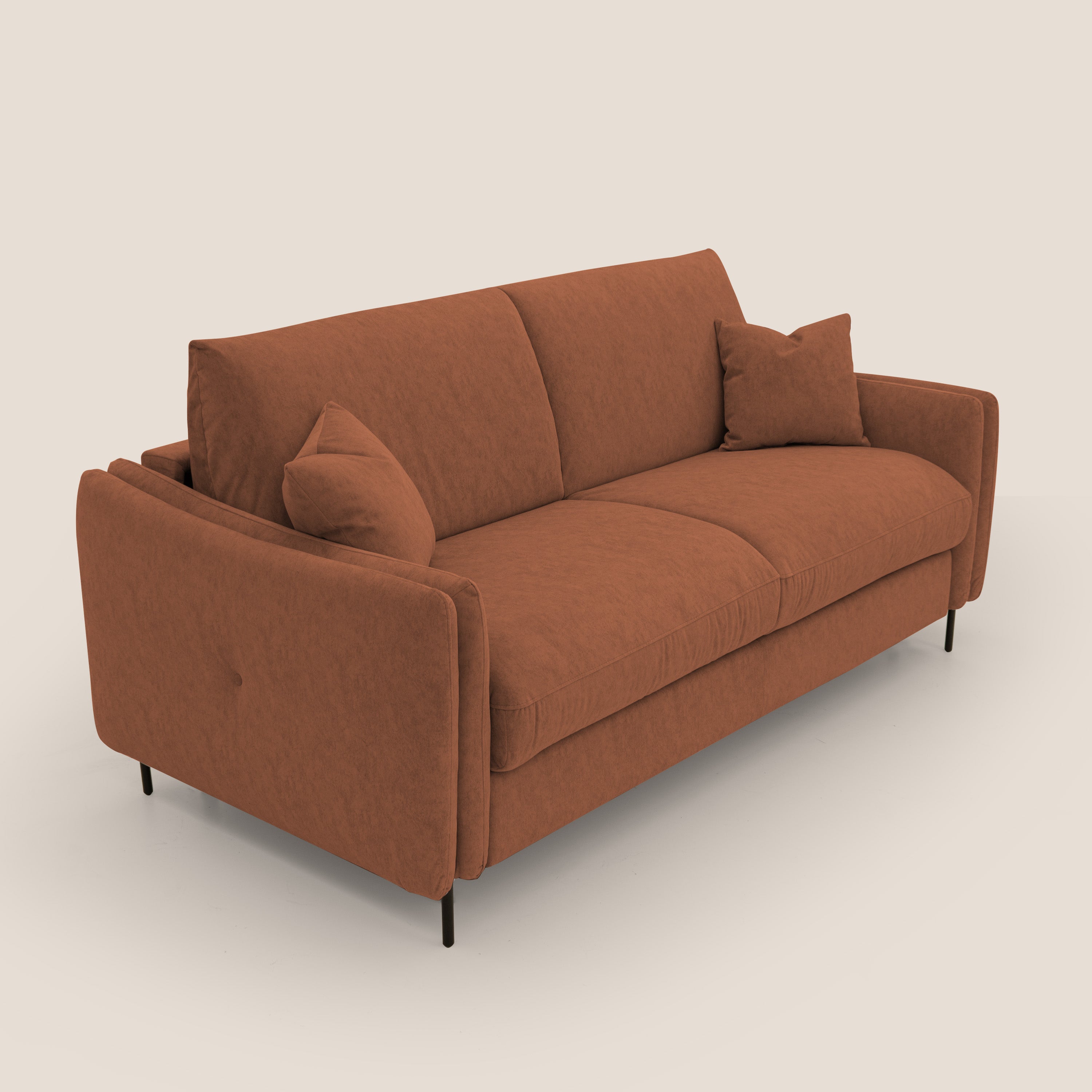 Gregory Divano letto con materasso h18 cm in microfibra effetto velluto impermeabile T09 ruggine - divani.store