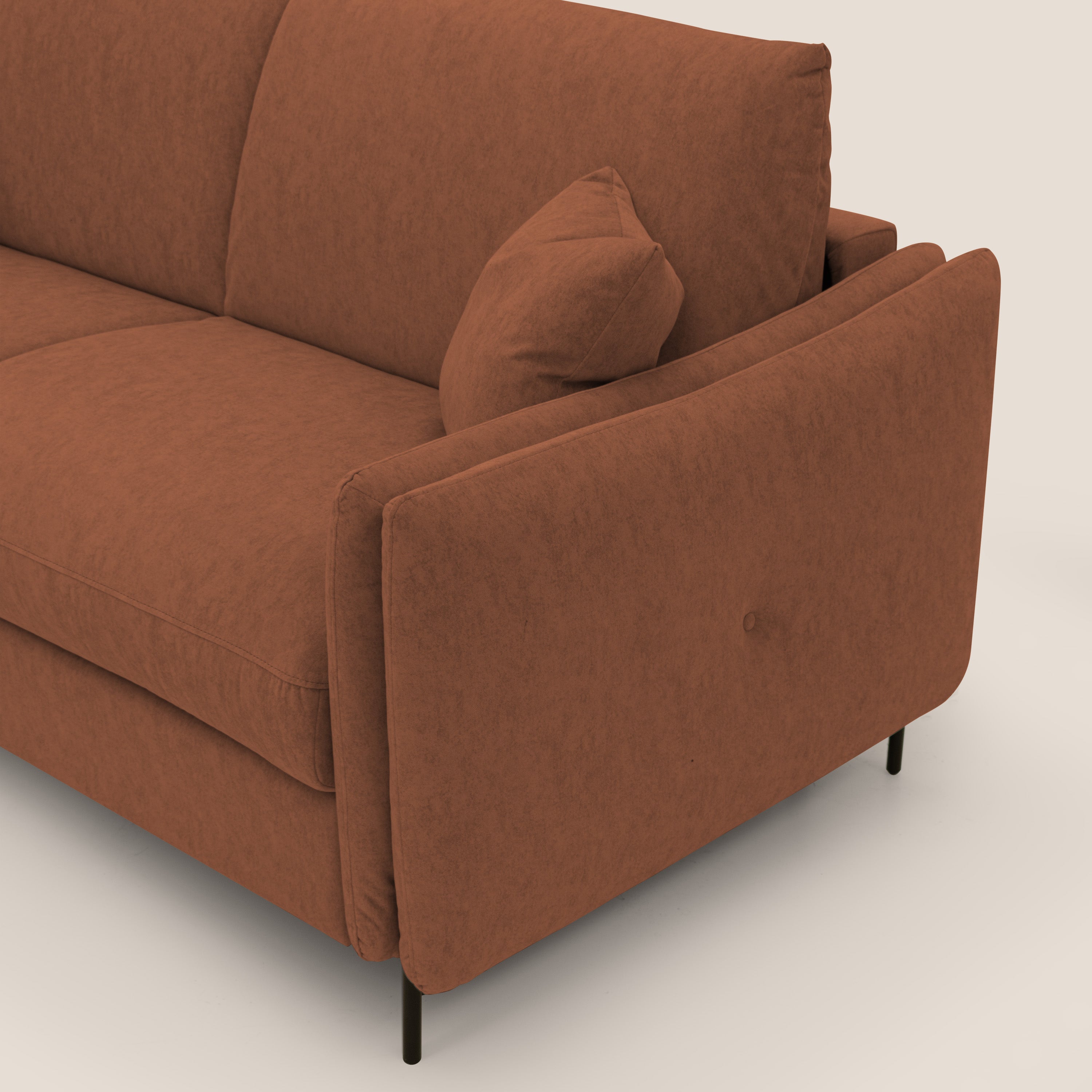 Gregory Divano letto con materasso h18 cm in microfibra effetto velluto impermeabile T09 ruggine - divani.store