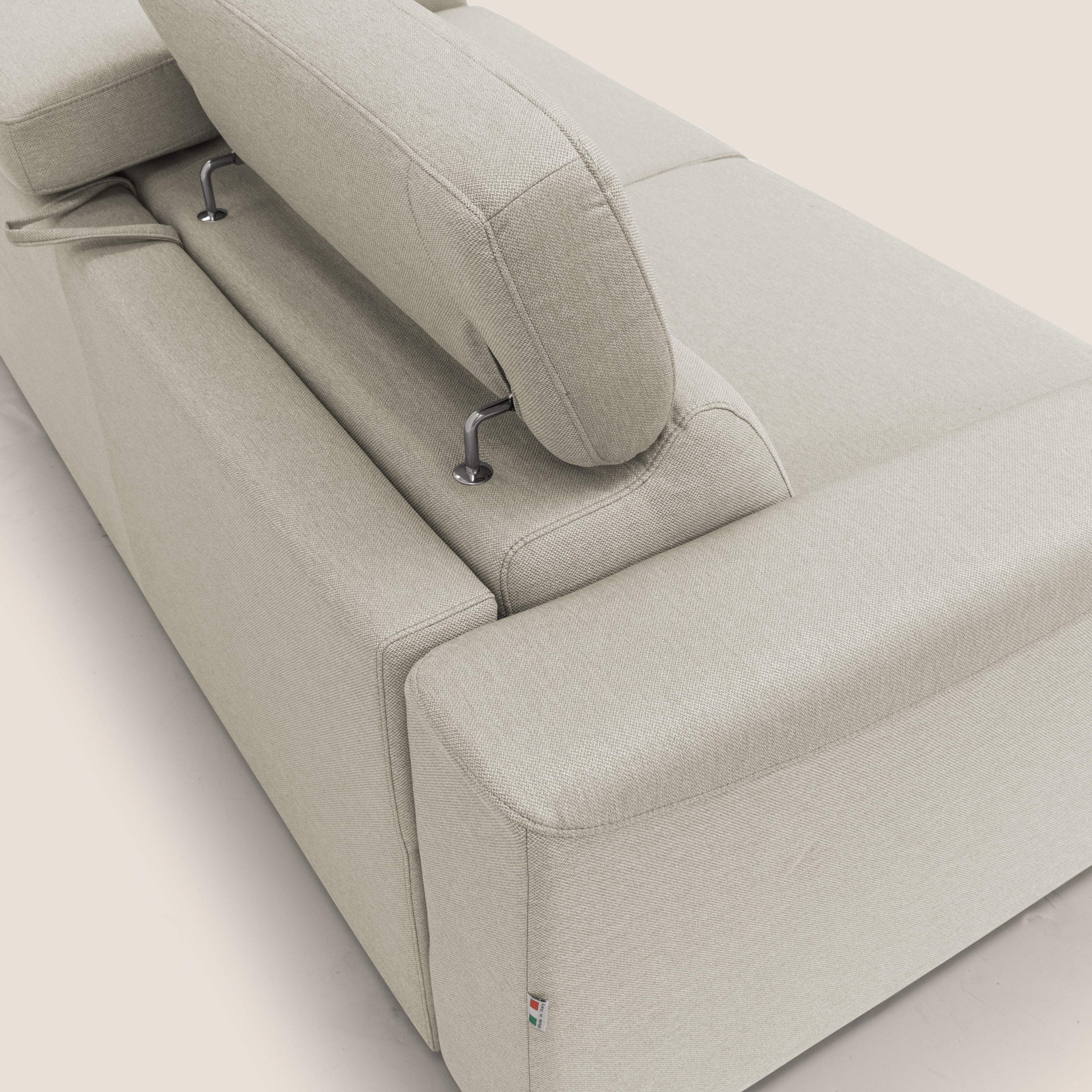 Poseidon divano letto + relax elettrico in tessuto smacchiabile impermeabile T05 panna