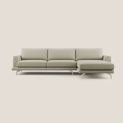 Dorian divano moderno angolare con penisola in tessuto morbido antimacchia T05 panna - divani.store