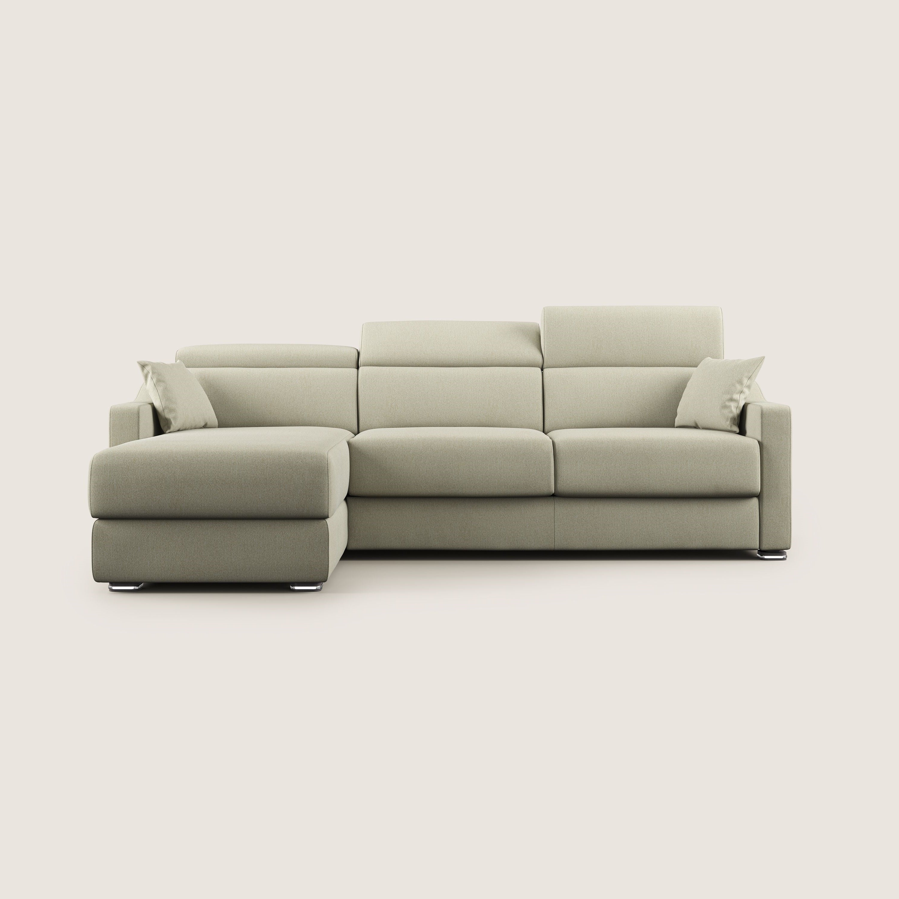 Amber divano letto angolare in tessuto smacchiabile T05 panna - divani.store
