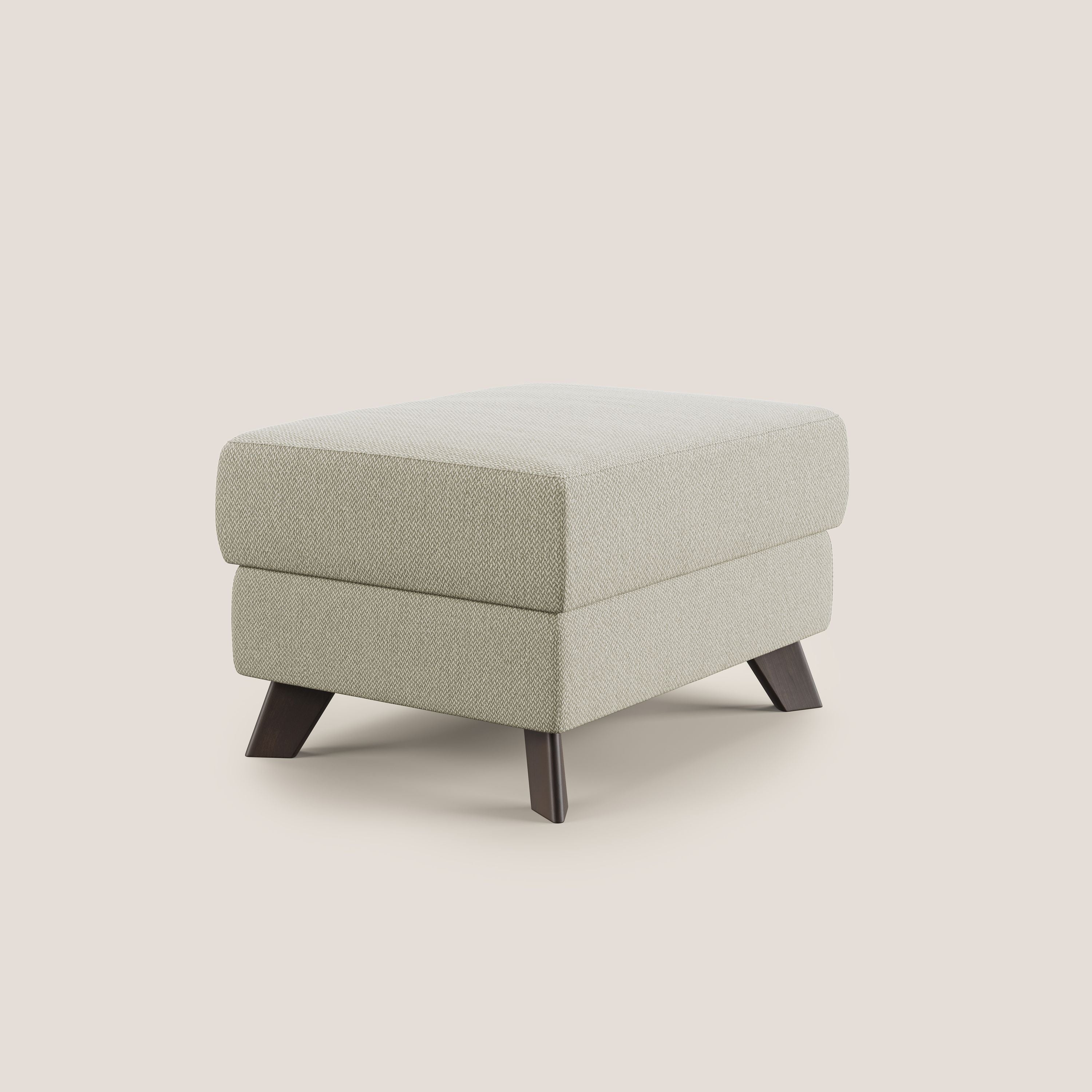 Moon Pouf contenitore e piedini alti in tessuto smacchiabile con acqua T05 panna - divani.store