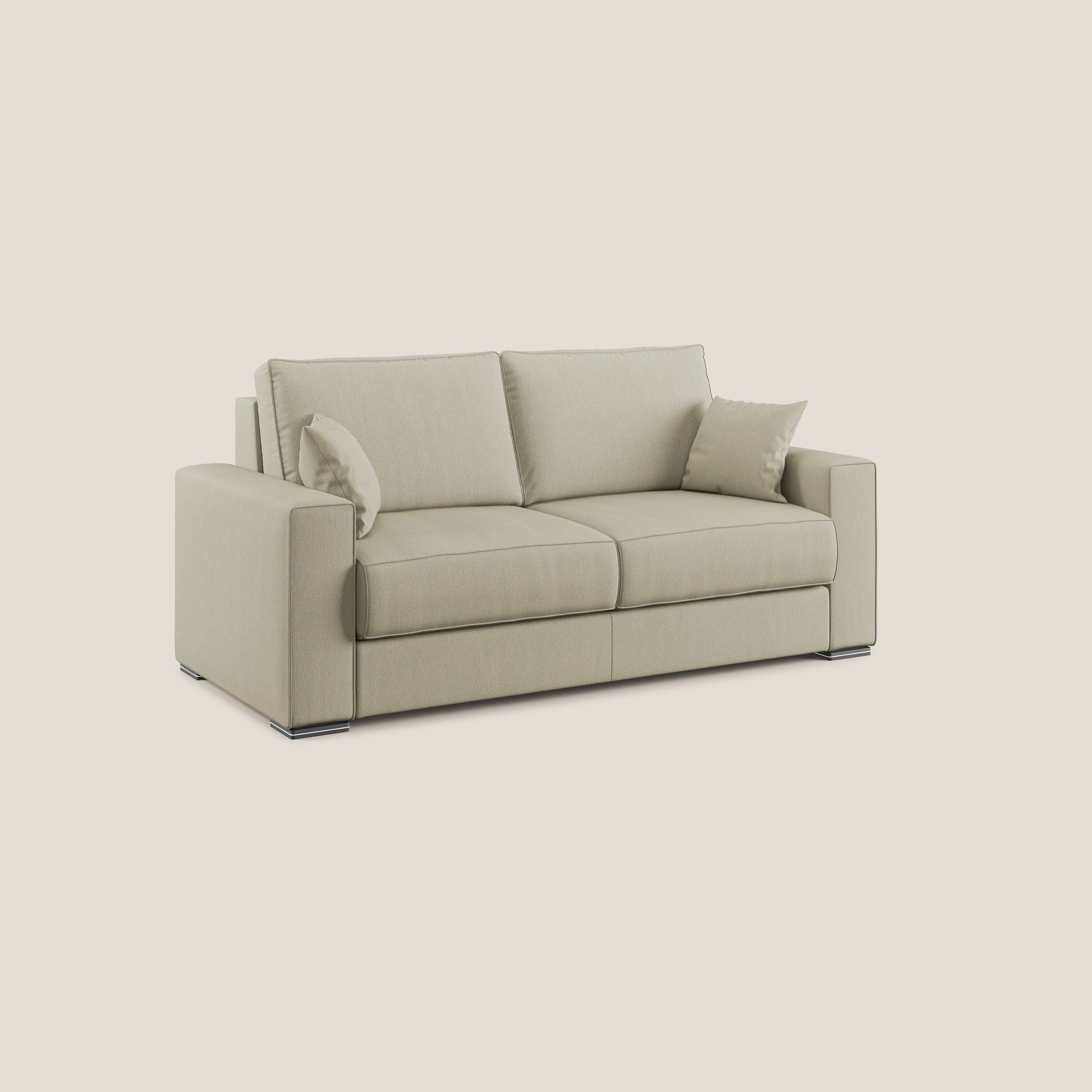 Dream Divano letto moderno dai morbidi cuscini in tessuto smacchiabile T05 panna - divani.store