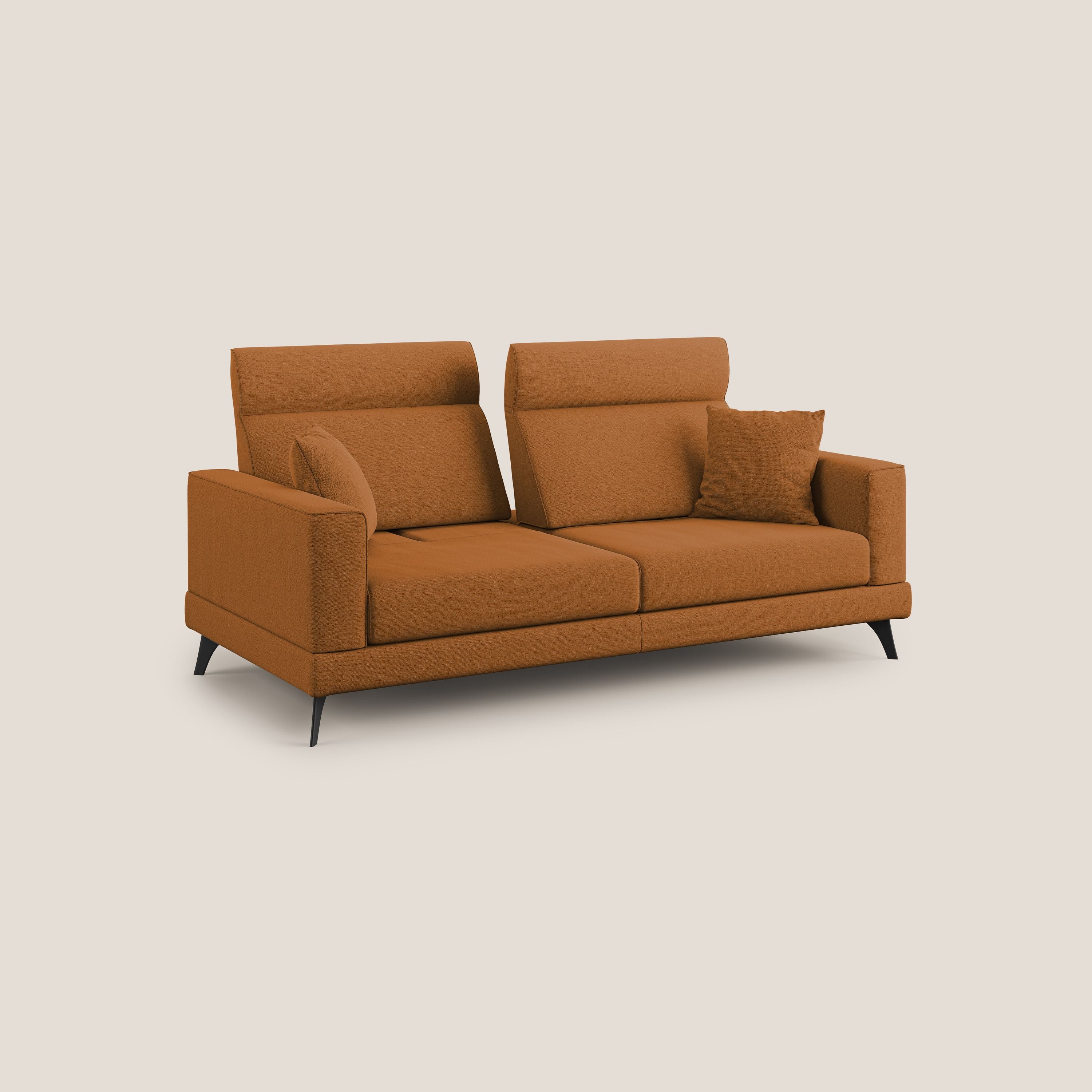 Slide Divano con schienali traslanti e poggiatesta in tessuto simil cotone impermeabile T19 arancio - divani.store
