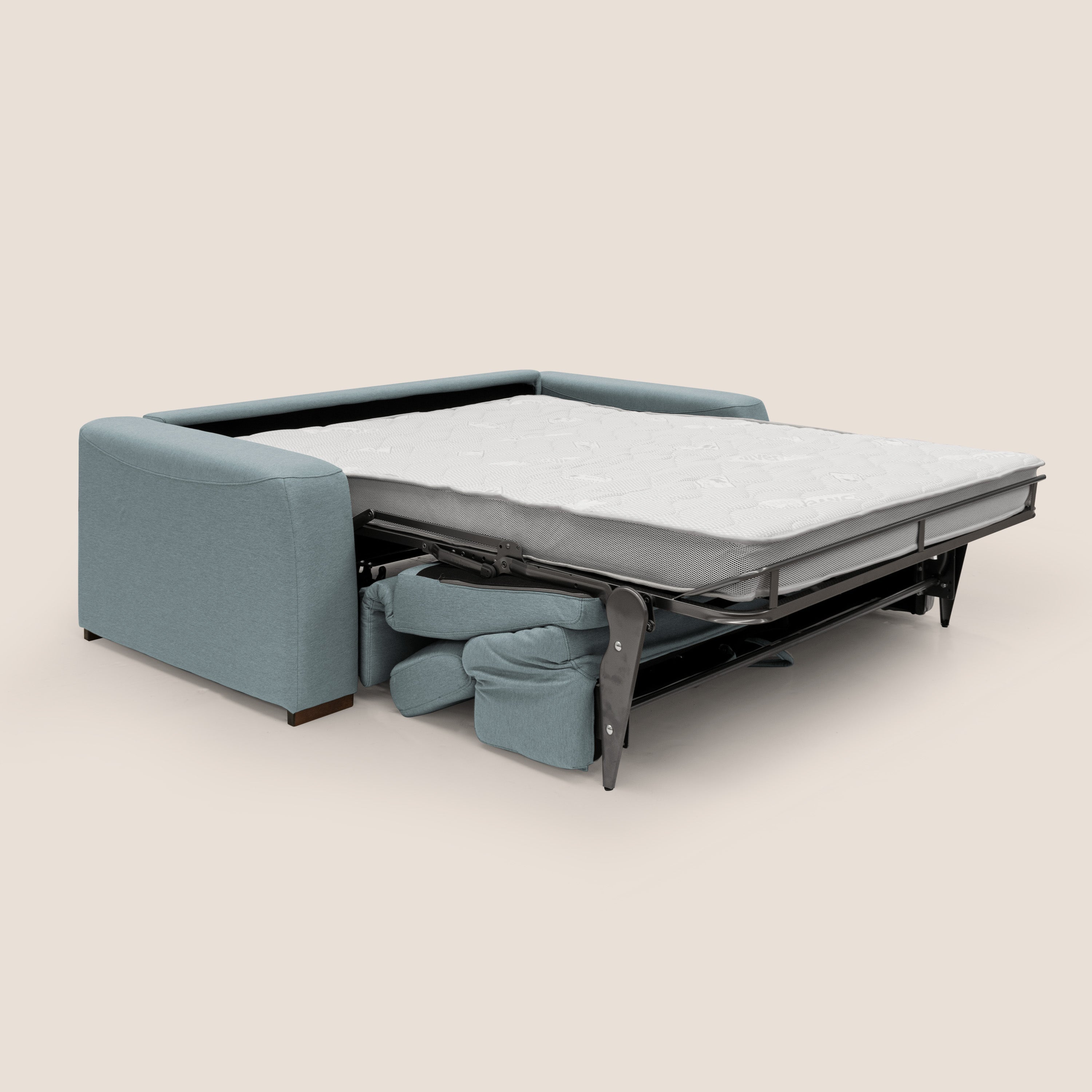 Poseidon divano letto + relax elettrico in tessuto smacchiabile impermeabile T05 carta da zucchero - divani.store