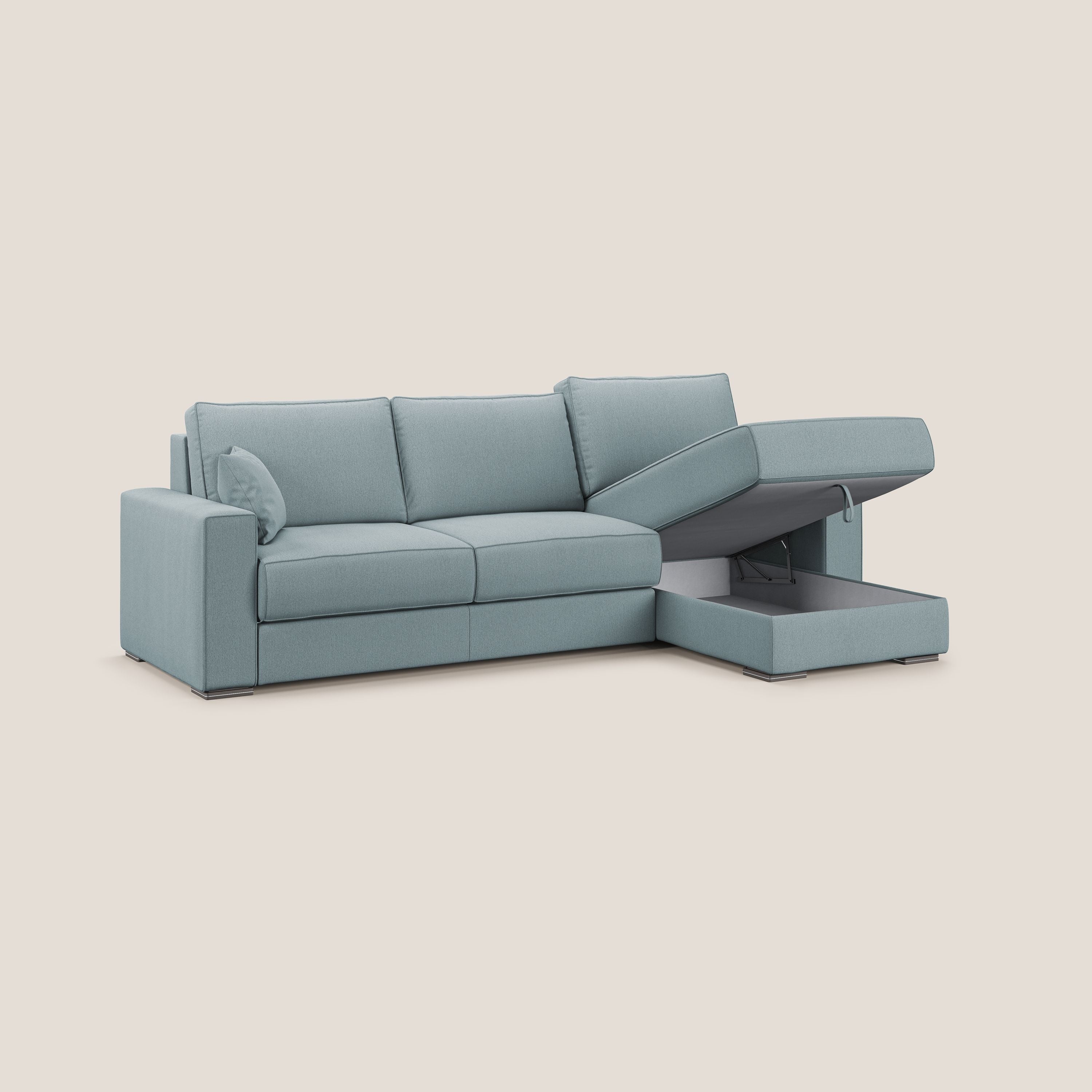 Dream Divano letto angolare in tessuto smacchiabile T05 carta da zucchero - divani.store