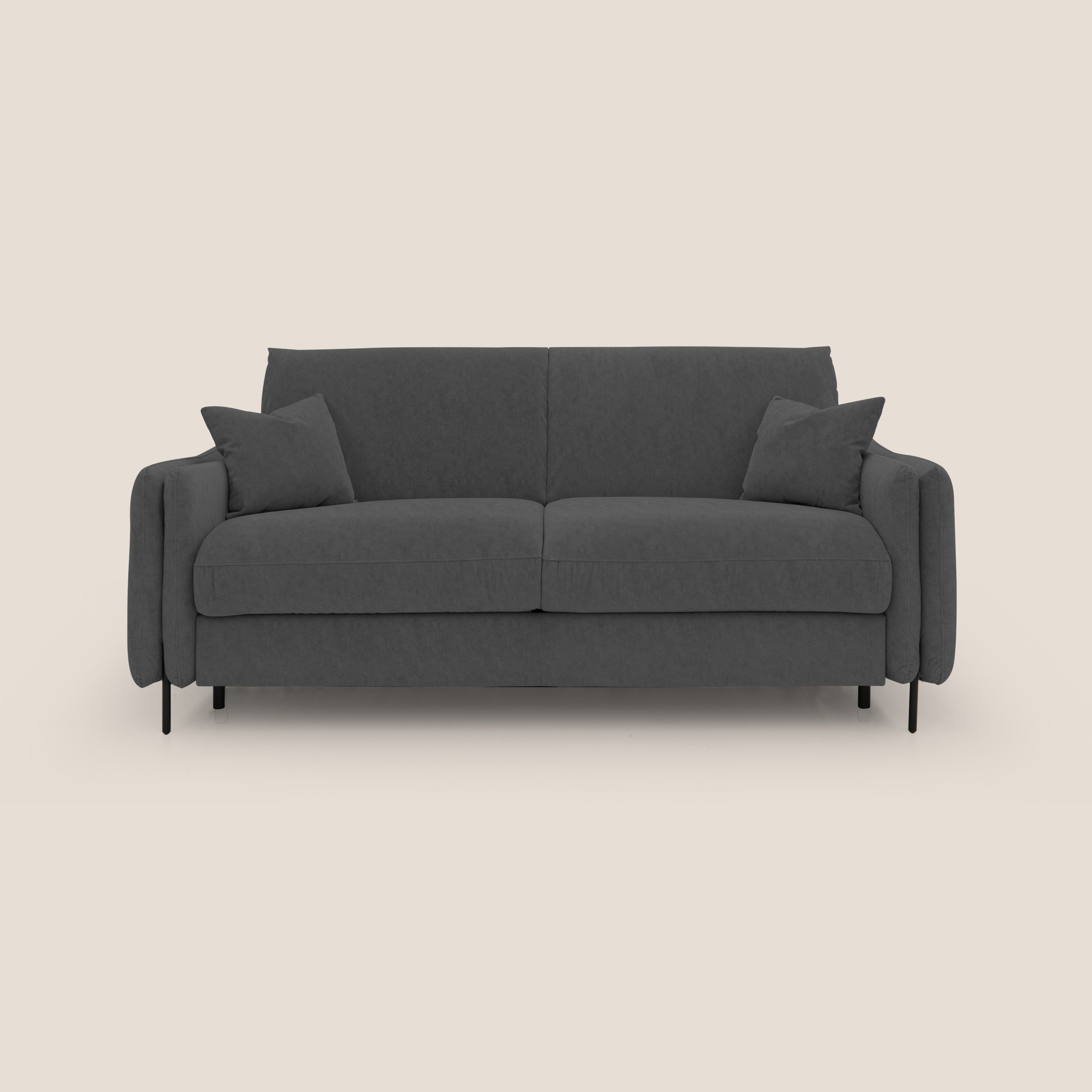 Gregory Divano letto con materasso h18 cm in microfibra effetto velluto impermeabile T09 antracite - divani.store