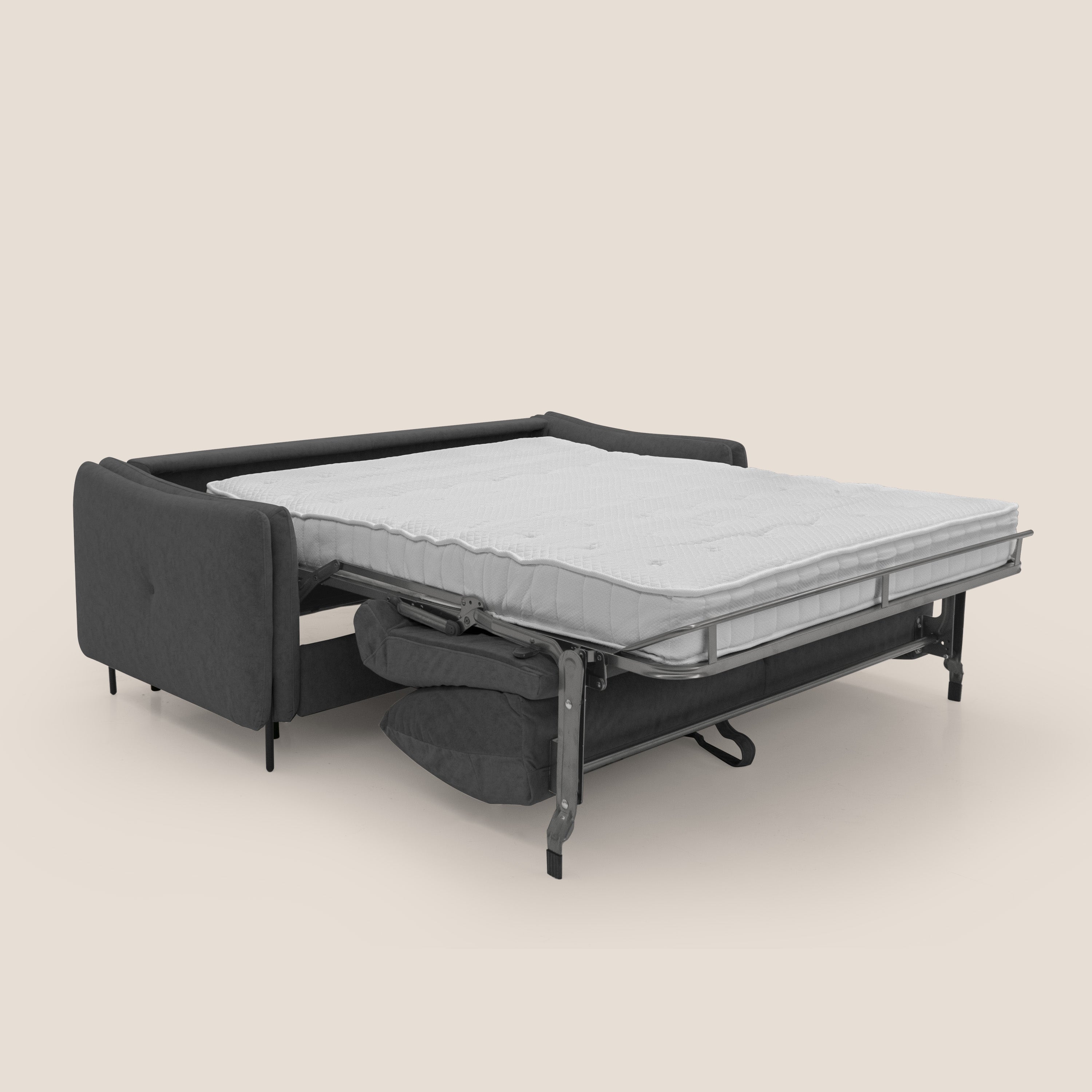 Gregory Divano letto con materasso h18 cm in microfibra effetto velluto impermeabile T09 antracite - divani.store