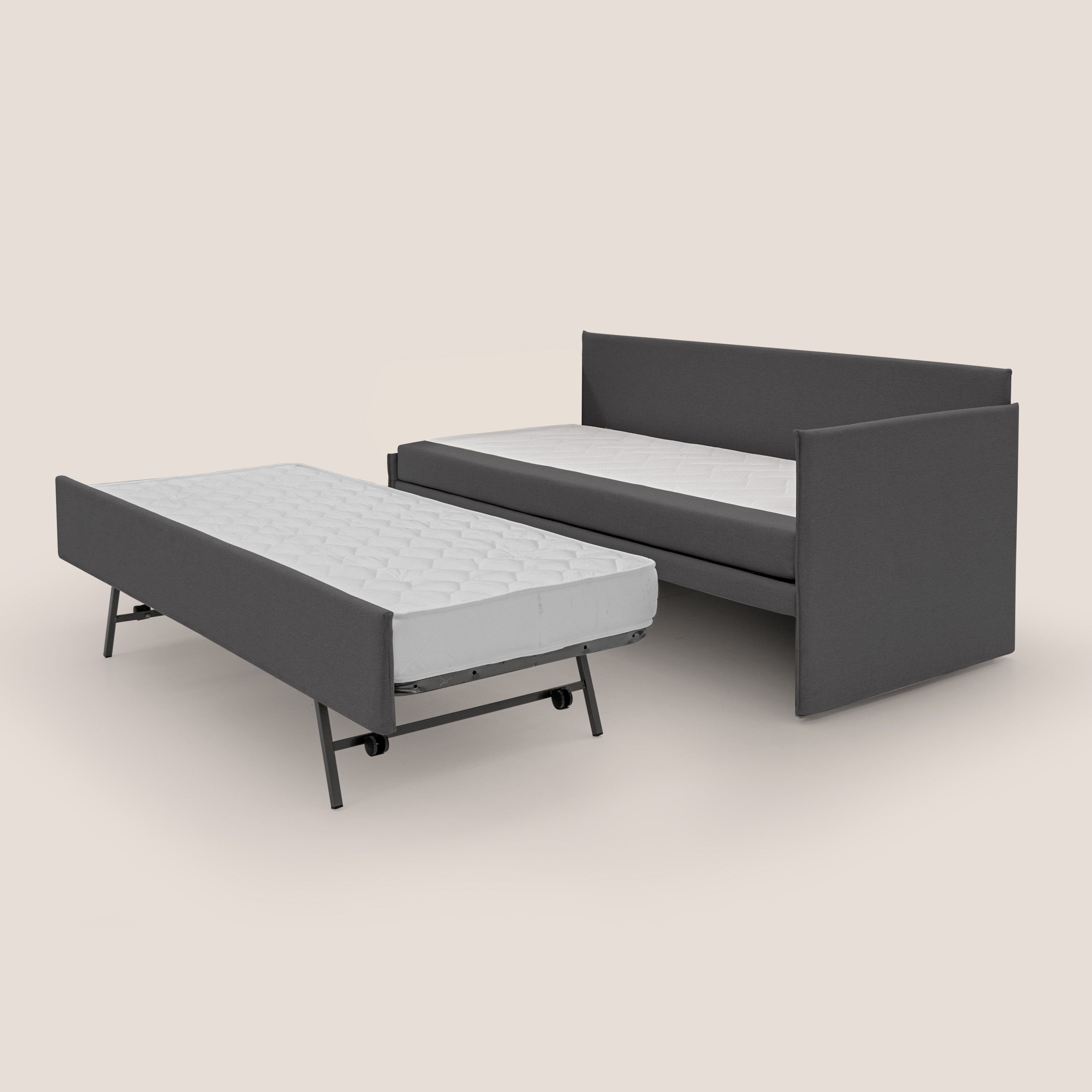 Durini Divano duplex con doppio letto in tessuto simil cotone impermeabile T13 antracite - divani.store
