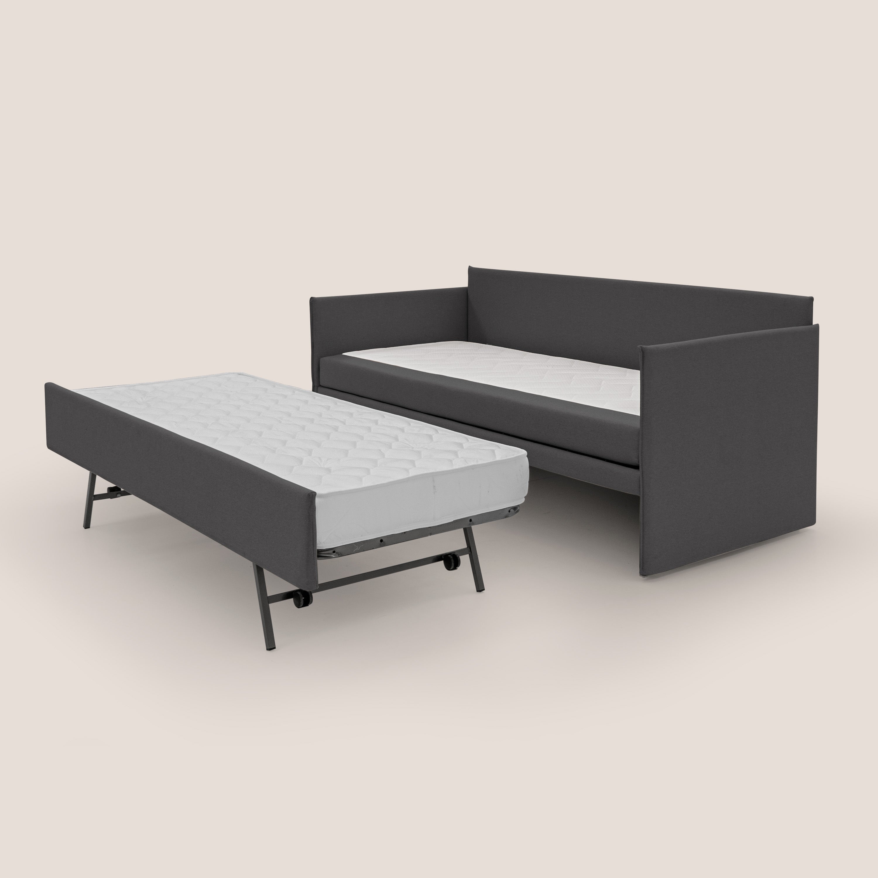 Brenta Divano duplex con doppio letto in tessuto simil cotone impermeabile T13 antracite - divani.store