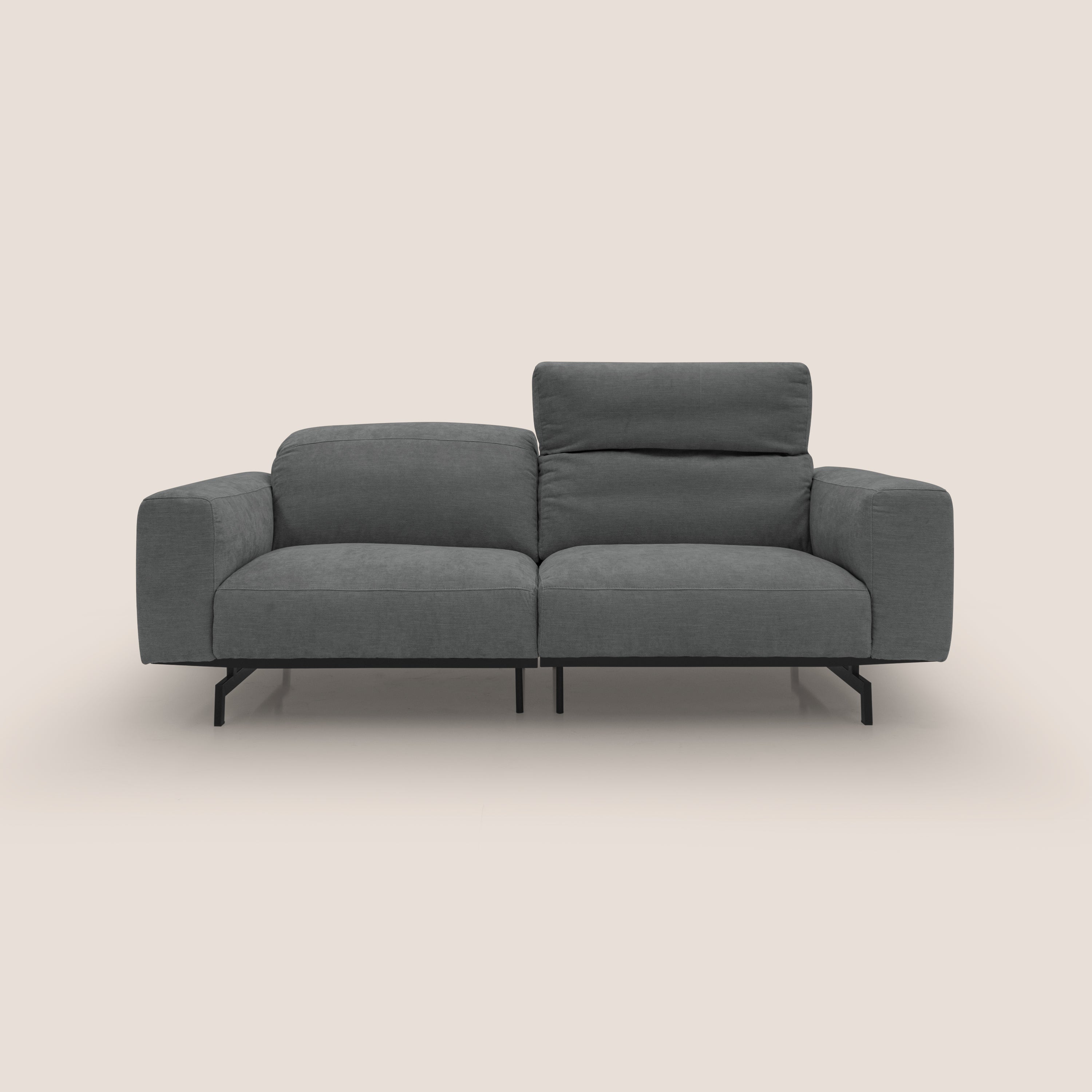 Sakura divano in piuma d'oca modulare componibile in morbido tessuto fiammato impermeabile T14 grigio - divani.store