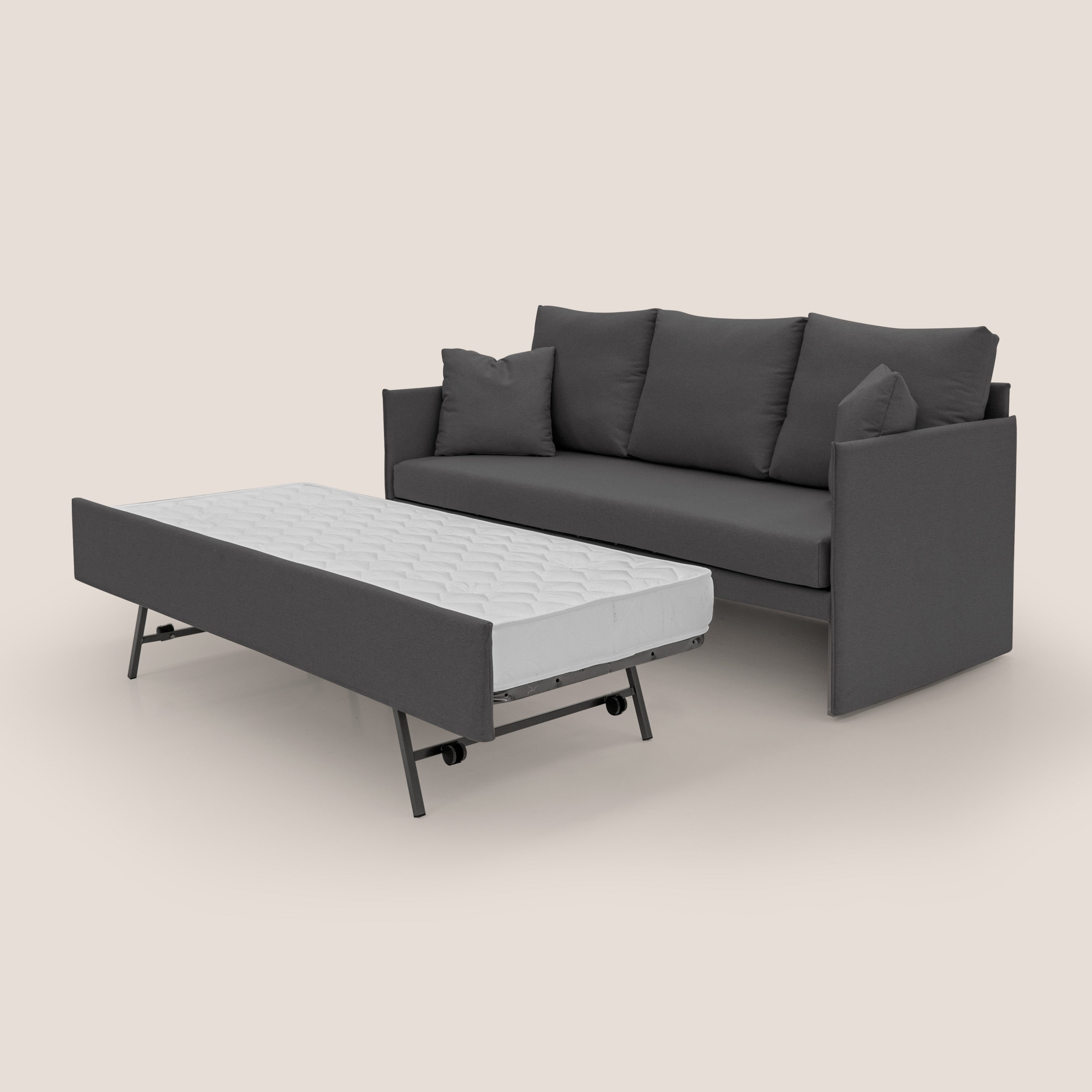 Brera Divano duplex con doppio letto in tessuto simil cotone impermeabile T13 antracite - divani.store