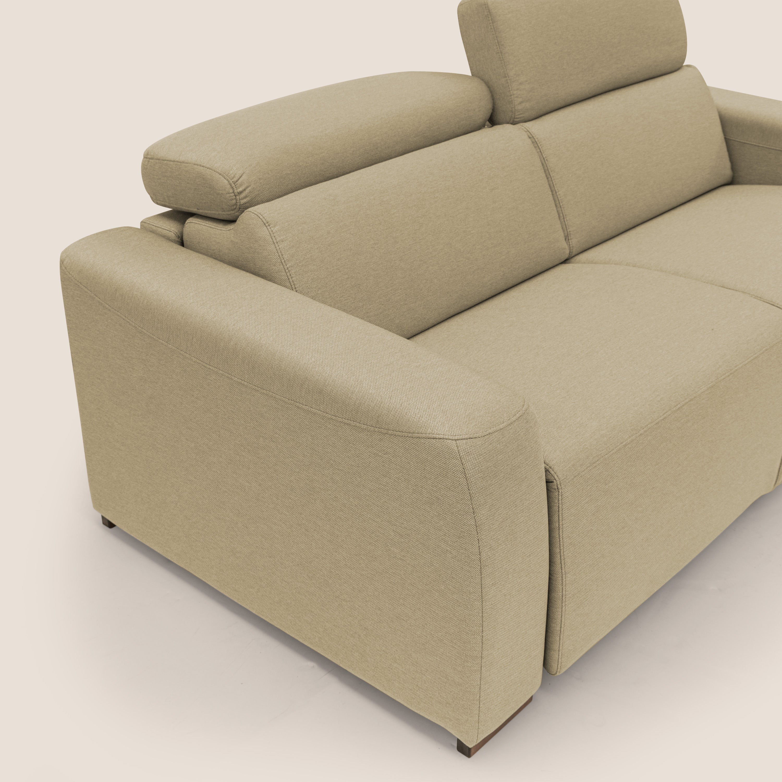 Poseidon divano letto + relax elettrico in tessuto smacchiabile impermeabile T05 cammello - divani.store