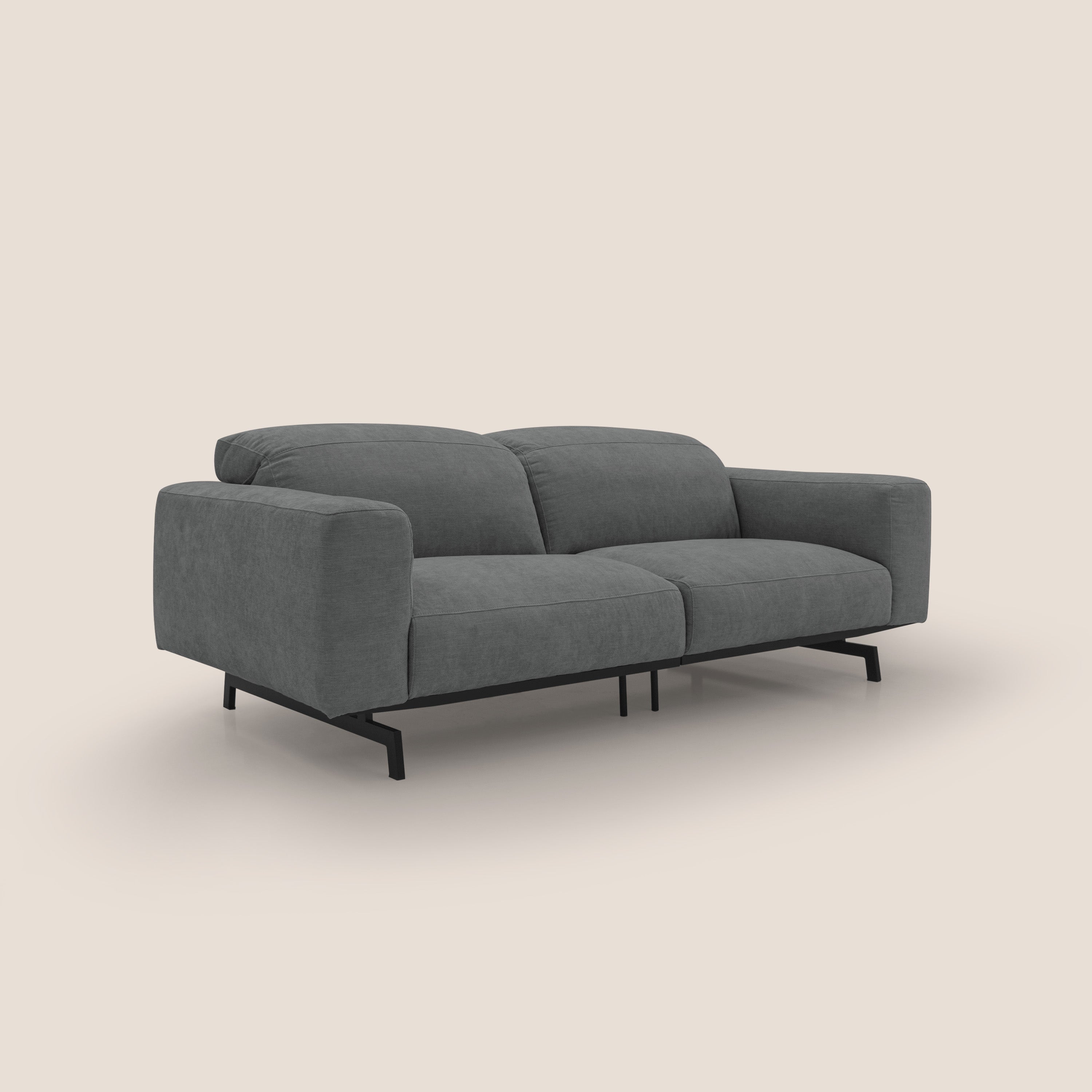 Sakura divano in piuma d'oca modulare componibile in morbido tessuto fiammato impermeabile T14 grigio - divani.store