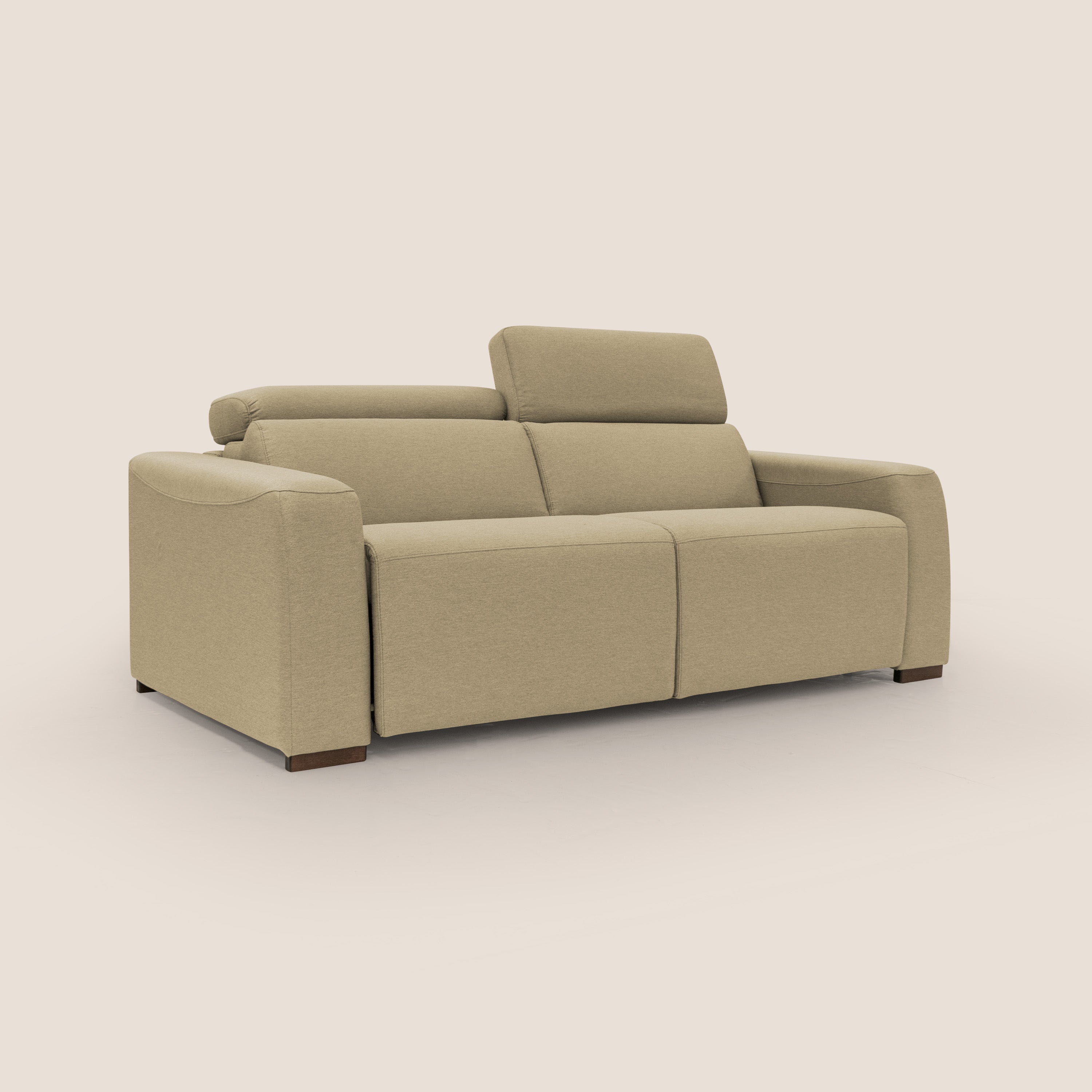 Poseidon divano letto + relax elettrico in tessuto smacchiabile impermeabile T05 cammello - divani.store