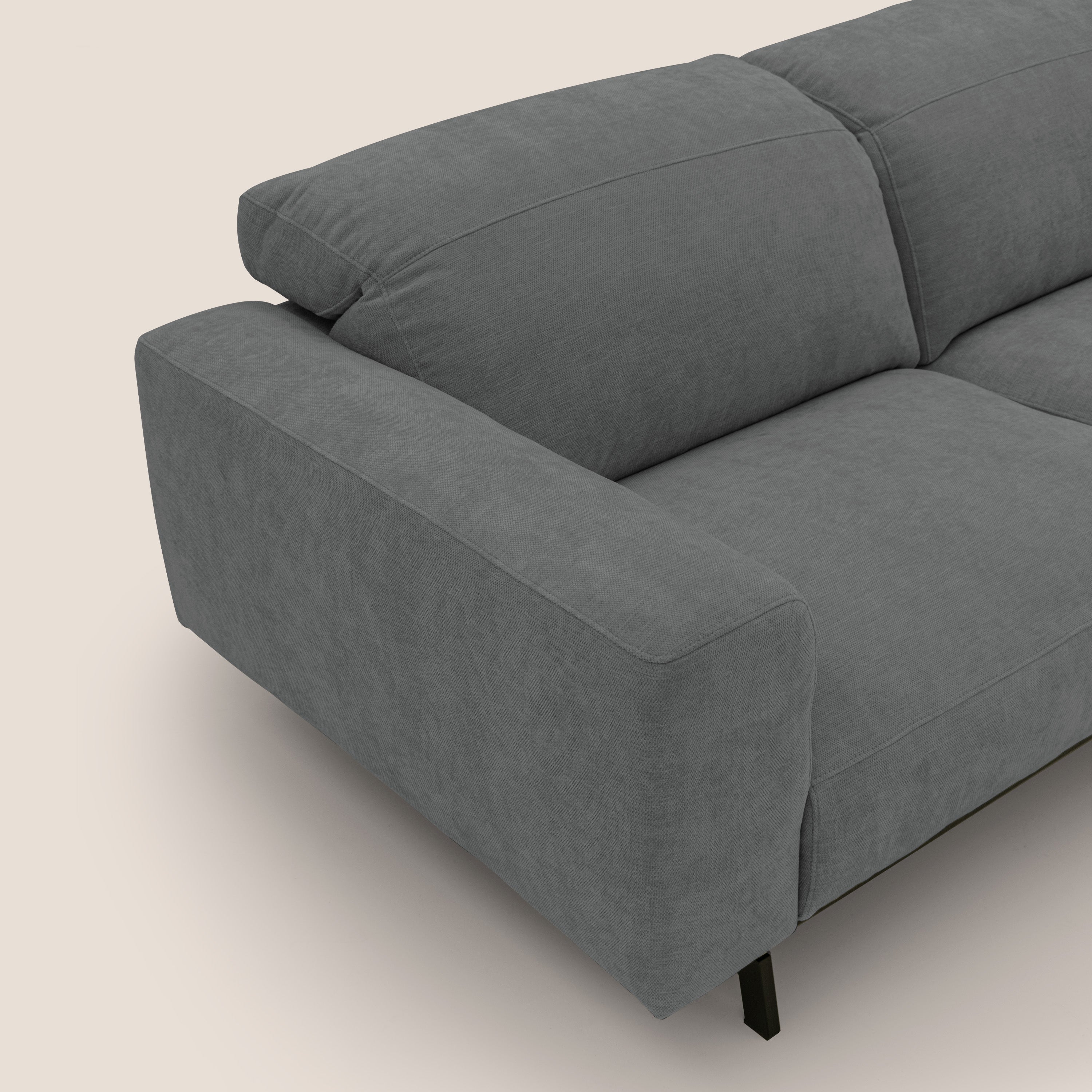 Sakura divano in piuma d'oca modulare componibile in morbido tessuto fiammato impermeabile T14 grigio - divani.store