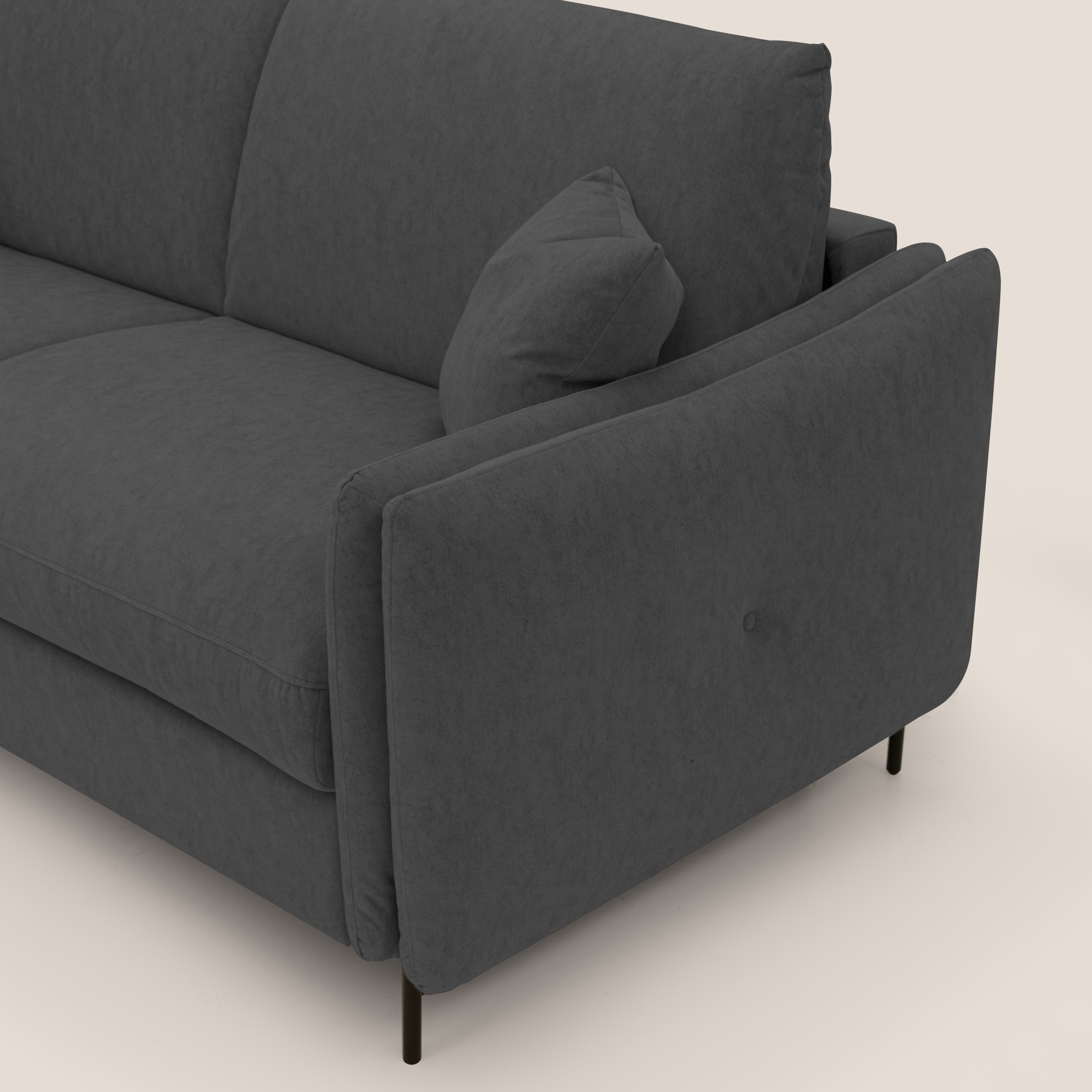 Gregory Divano letto con materasso h18 cm in microfibra effetto velluto impermeabile T09 antracite - divani.store