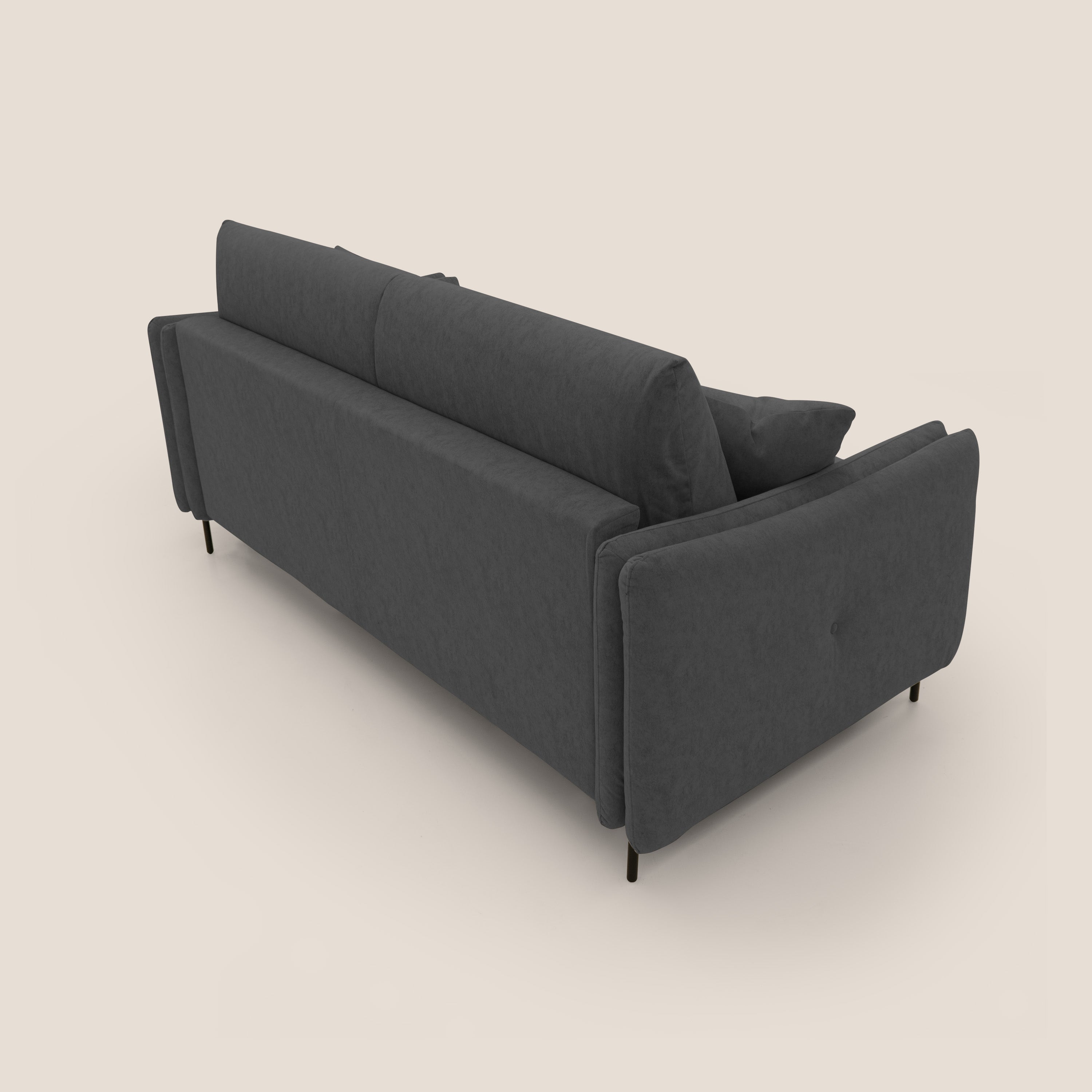 Gregory Divano letto con materasso h18 cm in microfibra effetto velluto impermeabile T09 antracite - divani.store