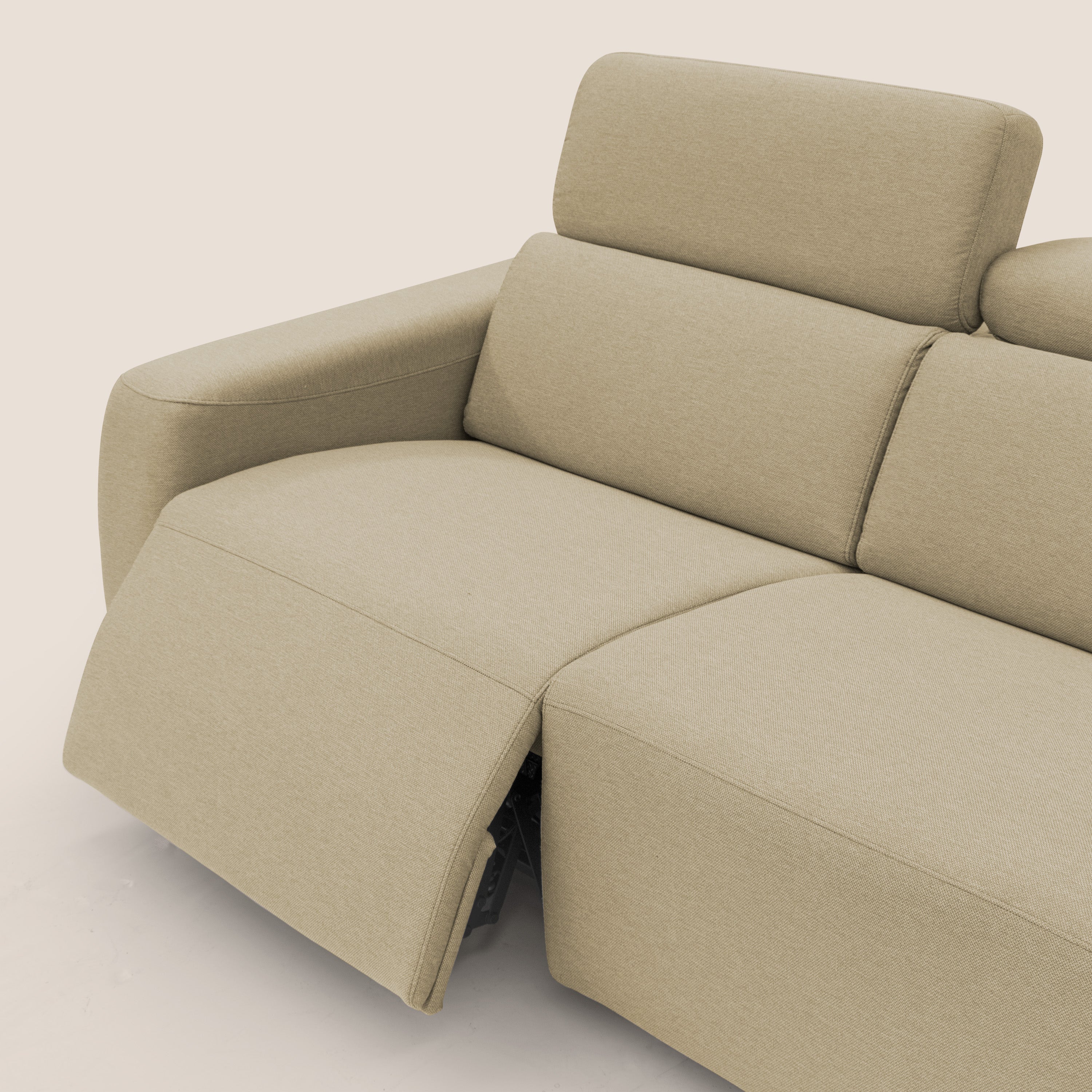 Poseidon divano letto + relax elettrico in tessuto smacchiabile impermeabile T05 cammello