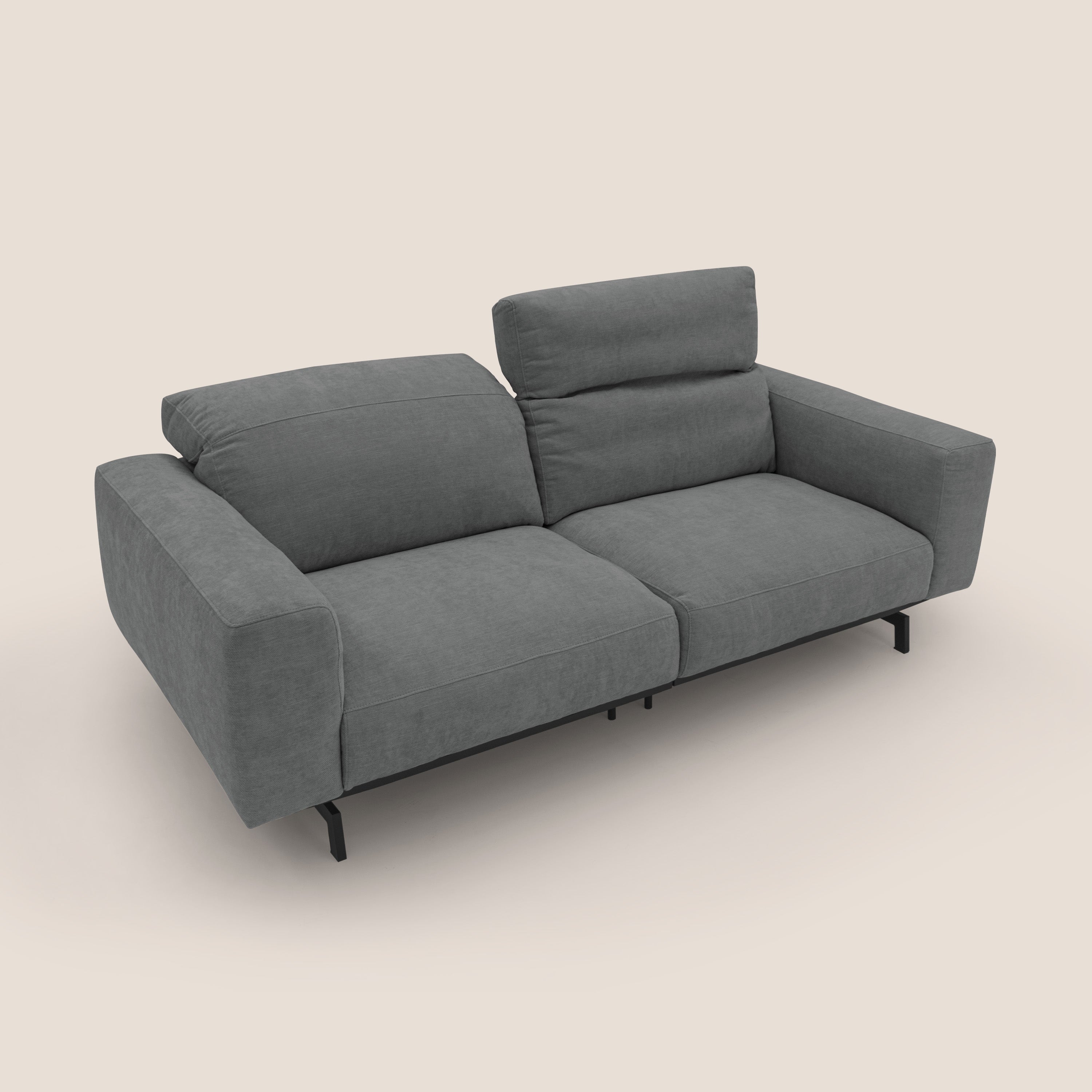 Sakura divano in piuma d'oca modulare componibile in morbido tessuto fiammato impermeabile T14 grigio - divani.store