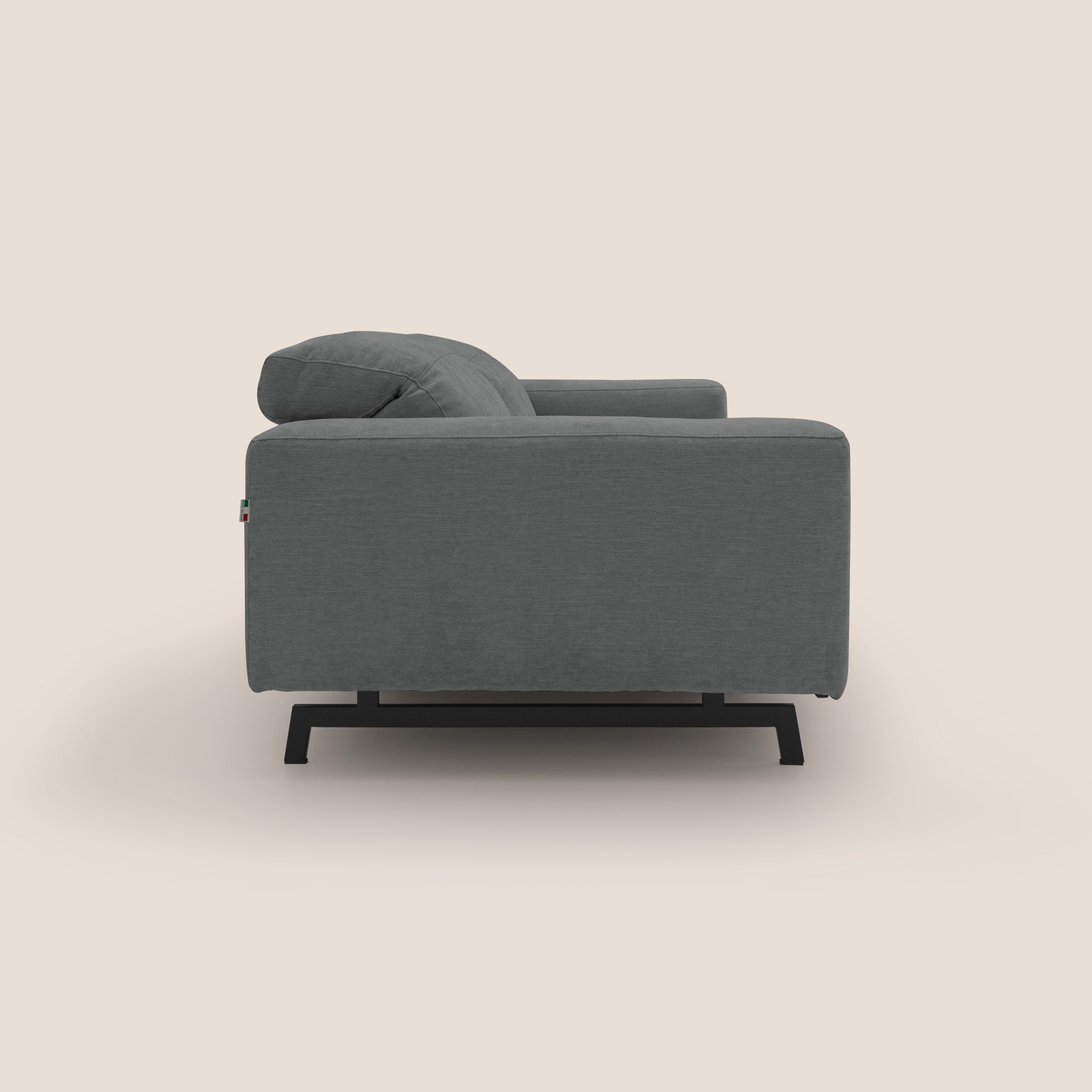Sakura divano in piuma d'oca modulare componibile in morbido tessuto fiammato impermeabile T14 grigio - divani.store