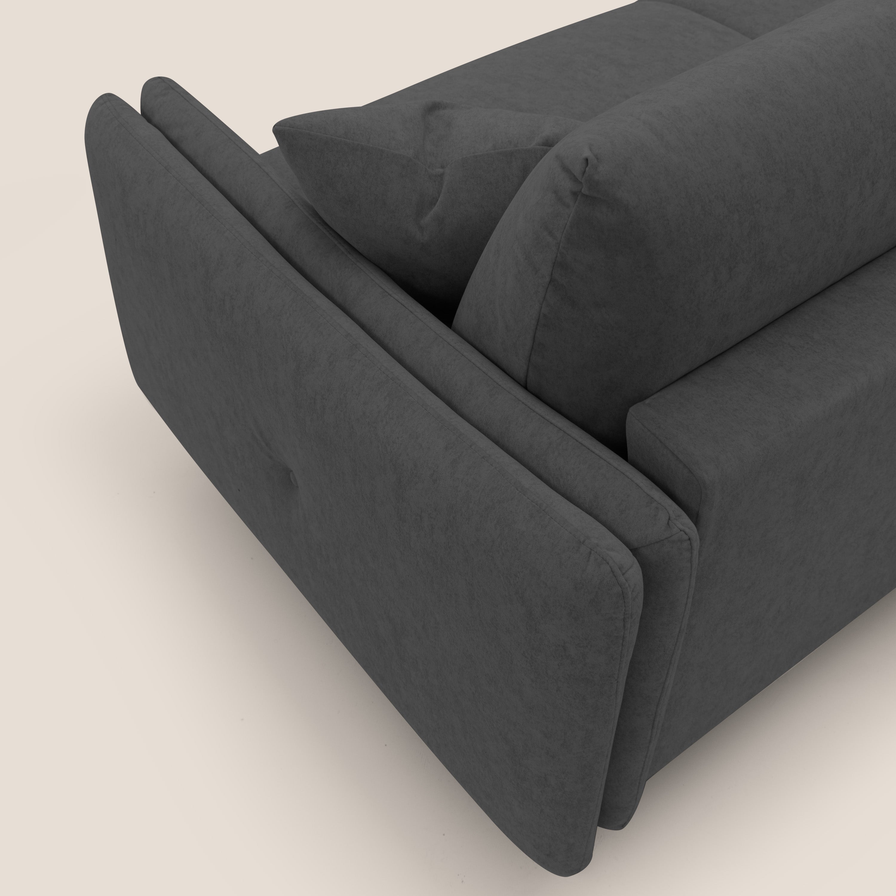 Gregory Divano letto con materasso h18 cm in microfibra effetto velluto impermeabile T09 antracite - divani.store