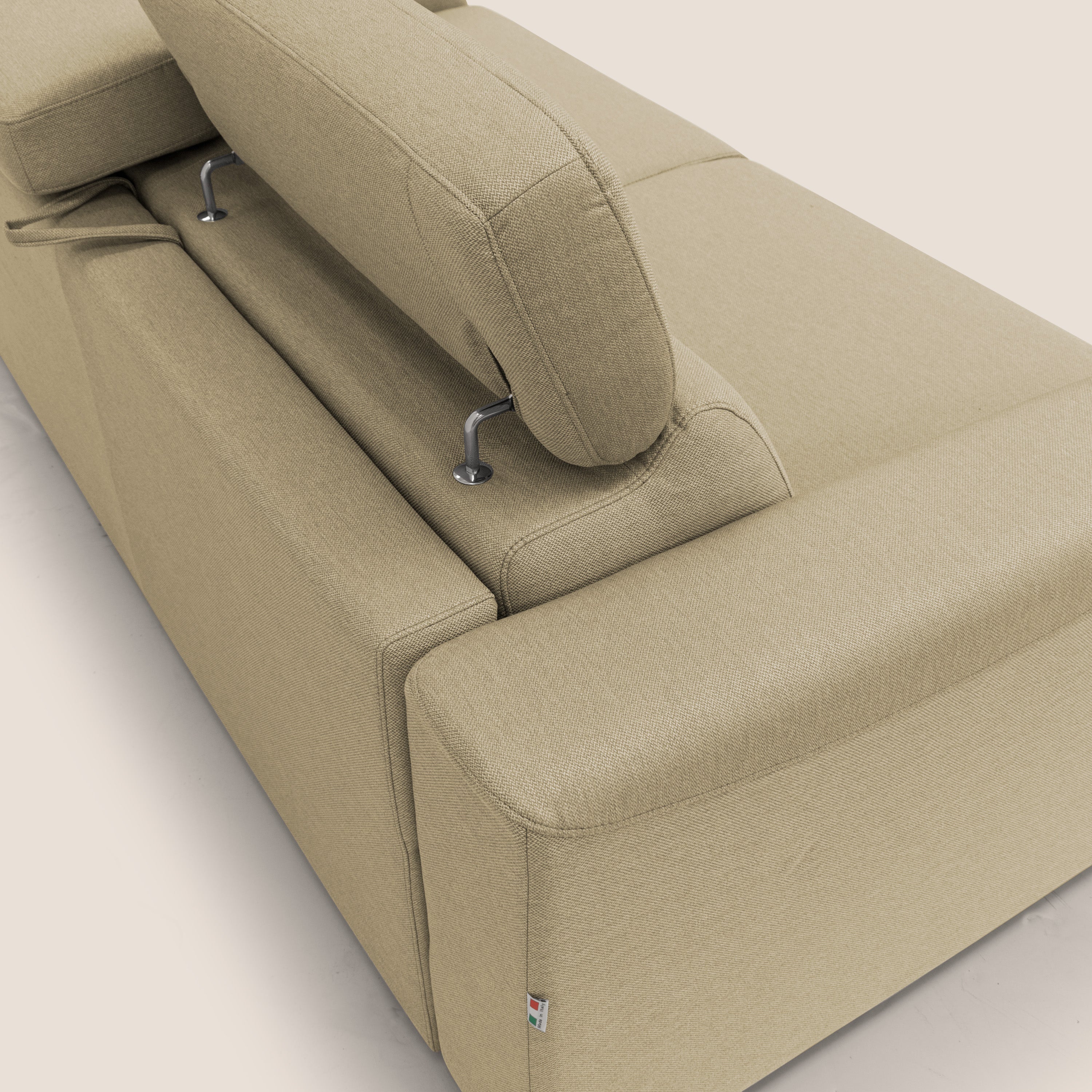 Poseidon divano letto + relax elettrico in tessuto smacchiabile impermeabile T05 cammello