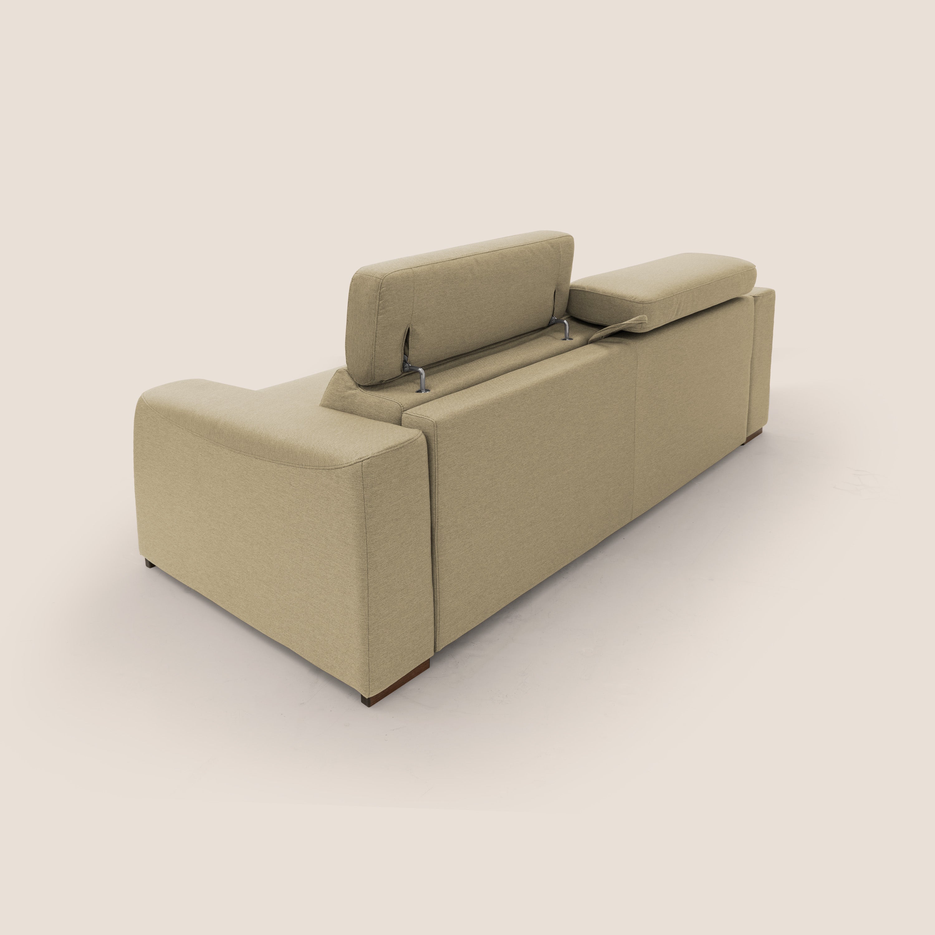 Poseidon divano letto + relax elettrico in tessuto smacchiabile impermeabile T05 cammello