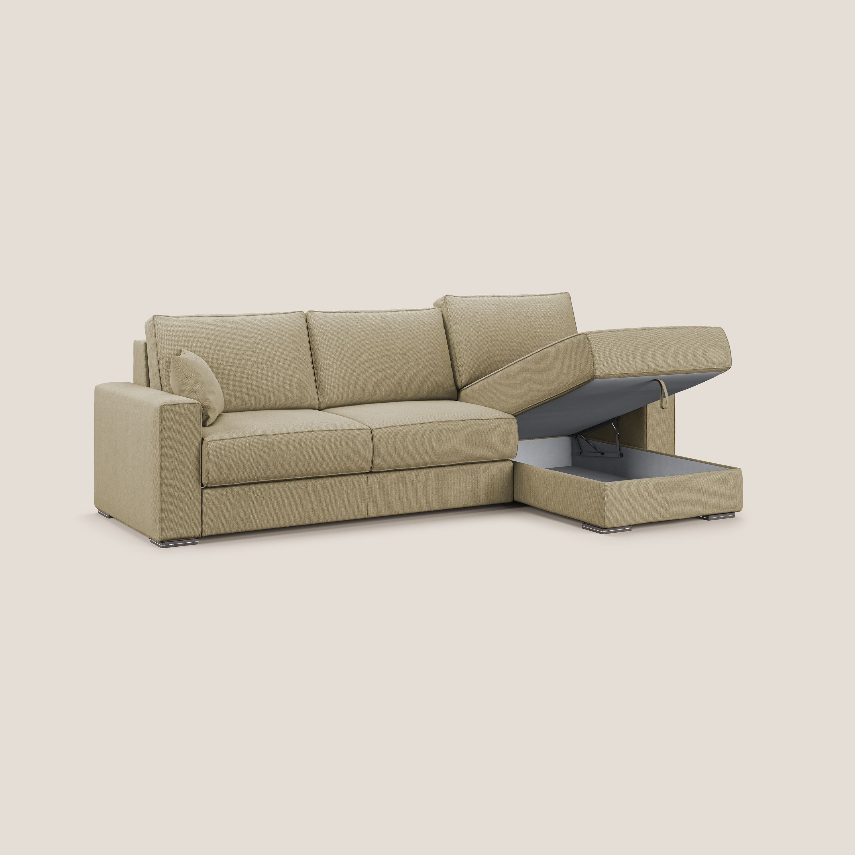 Dream Divano letto angolare in tessuto smacchiabile T05 cammello - divani.store