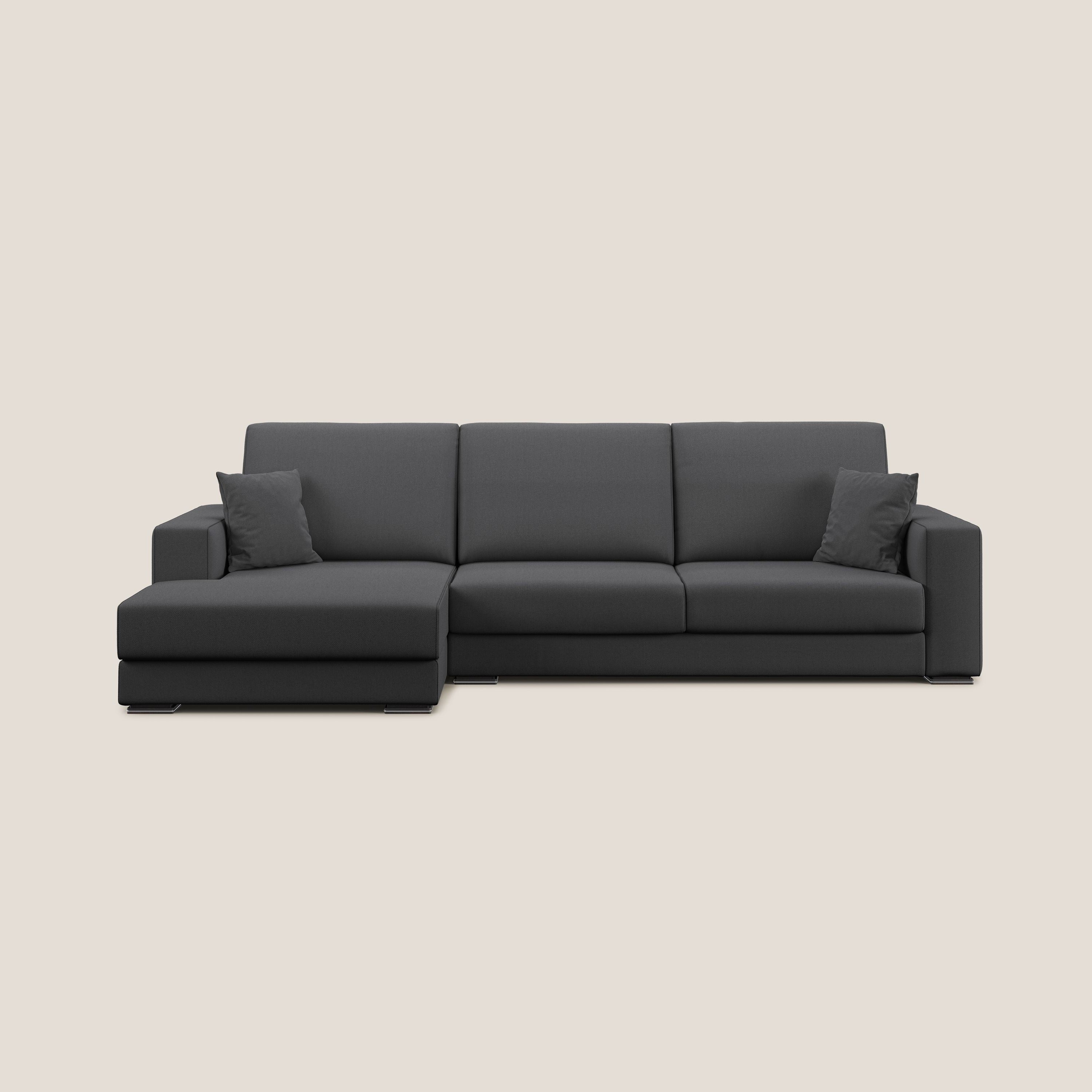Marte divano angolare in tessuto smacchiabile impermeabile T08 antracite - divani.store