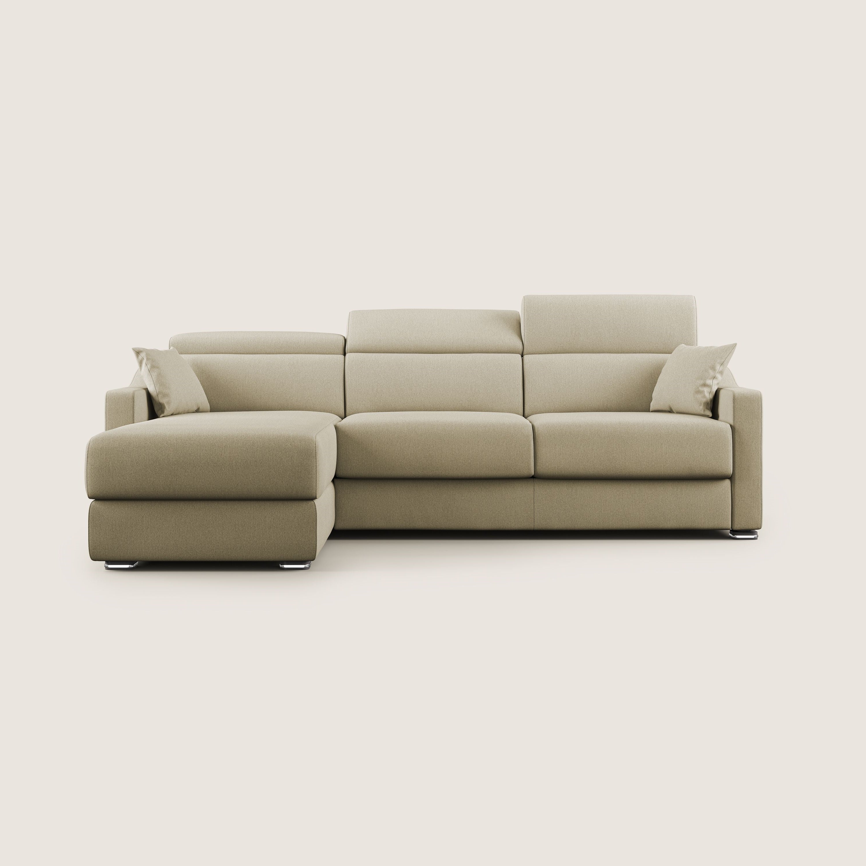 Amber divano letto angolare in tessuto smacchiabile T05 cammello - divani.store