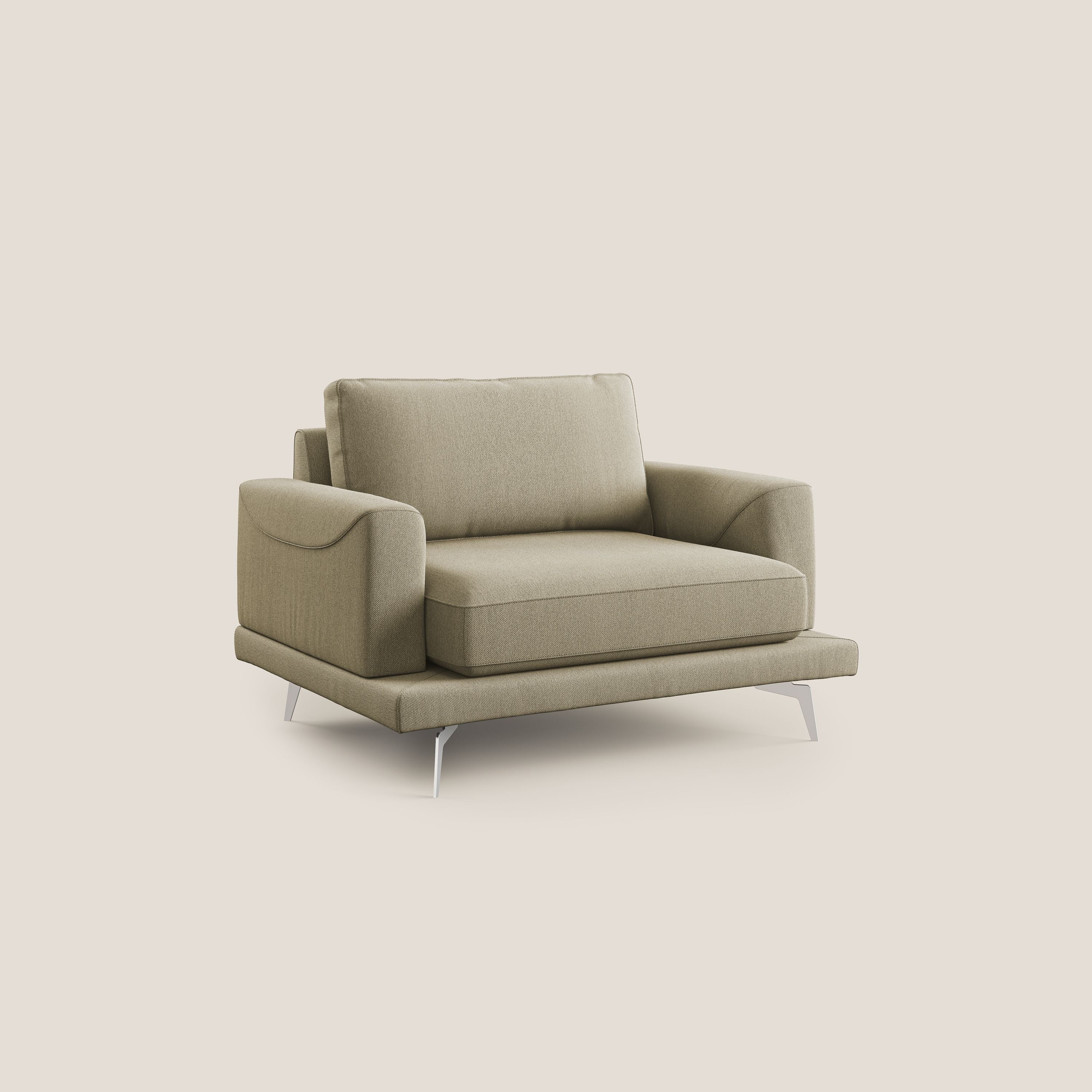 Dorian poltrona moderna in tessuto smacchiabile T05 cammello - divani.store